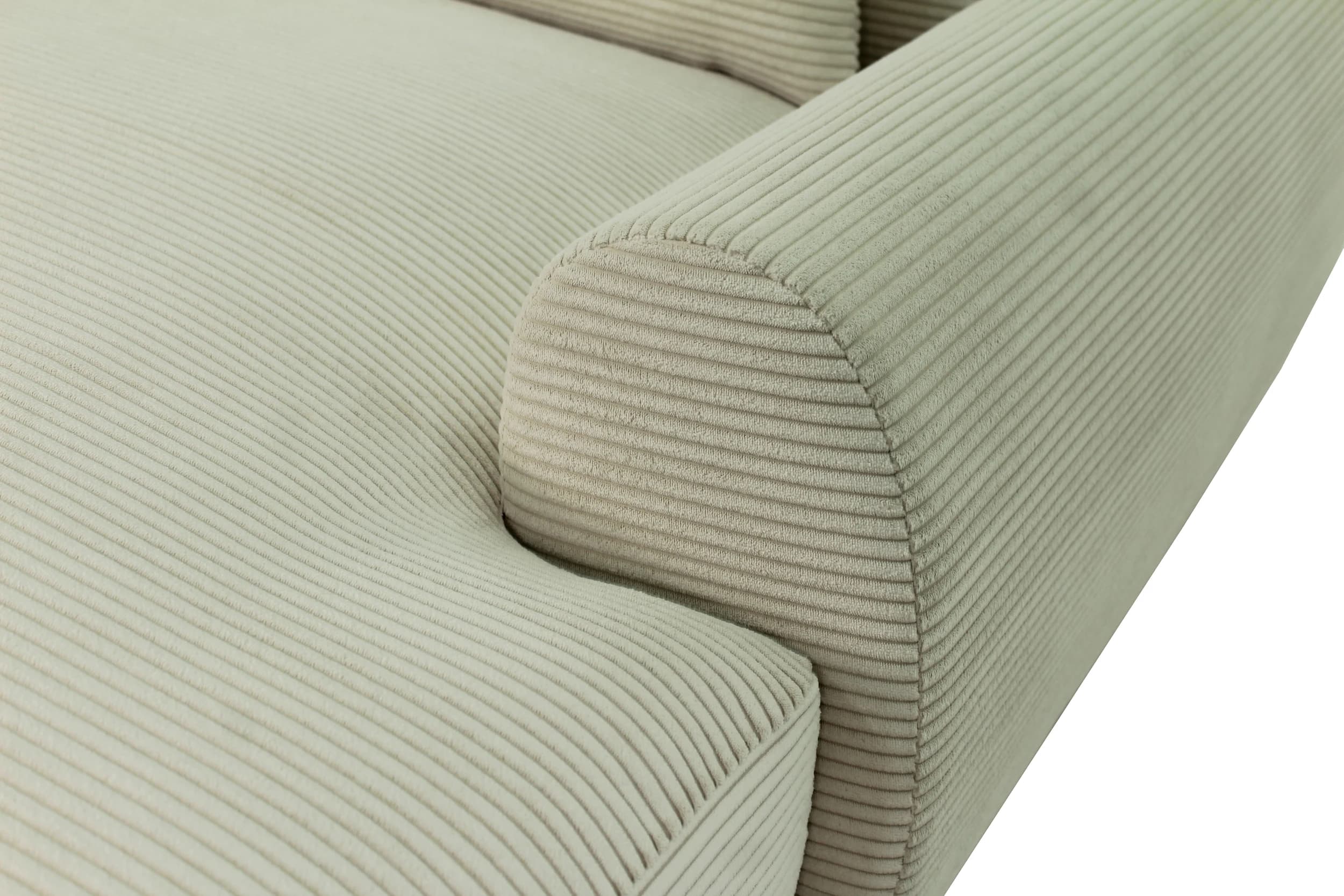 Ecksofa - 3-Sitzer mit Longchair rechts, Cord, Creme
