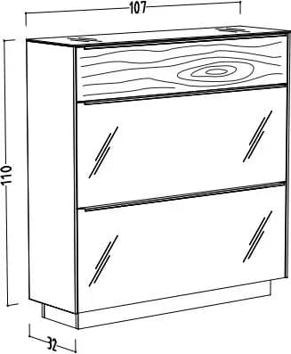 Schuhschrank - mit Beleuchtung, B ca. 107 cm, Kaschmir, Eiche massiv