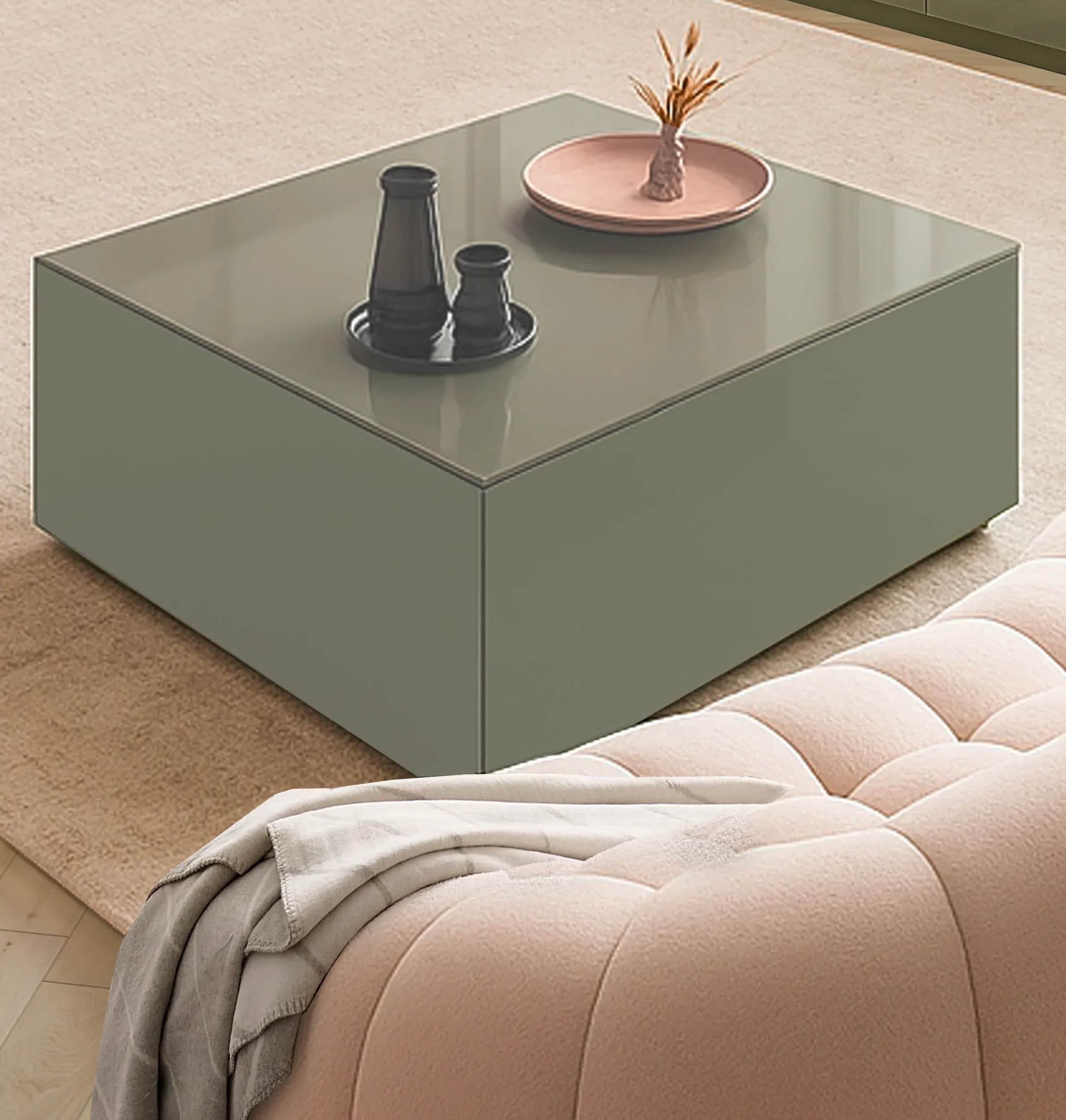 Couchtisch - LB ca. 75x75 cm, Olivgrün