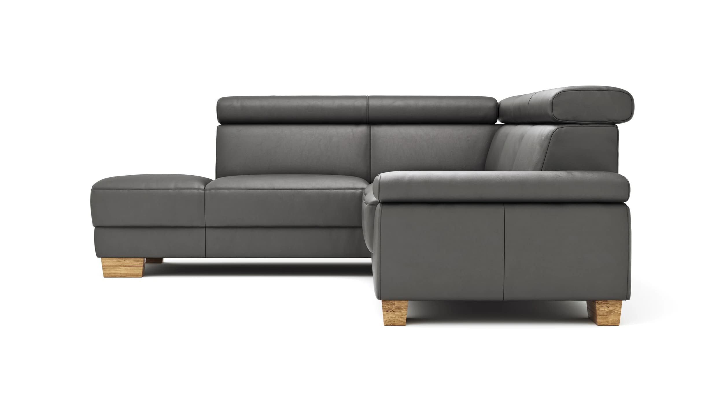 Ecksofa Philadelphia - Ecke links, 2,5-Sitzer, Kopfteil verstellbar (manuell), Leder, Anthrazit