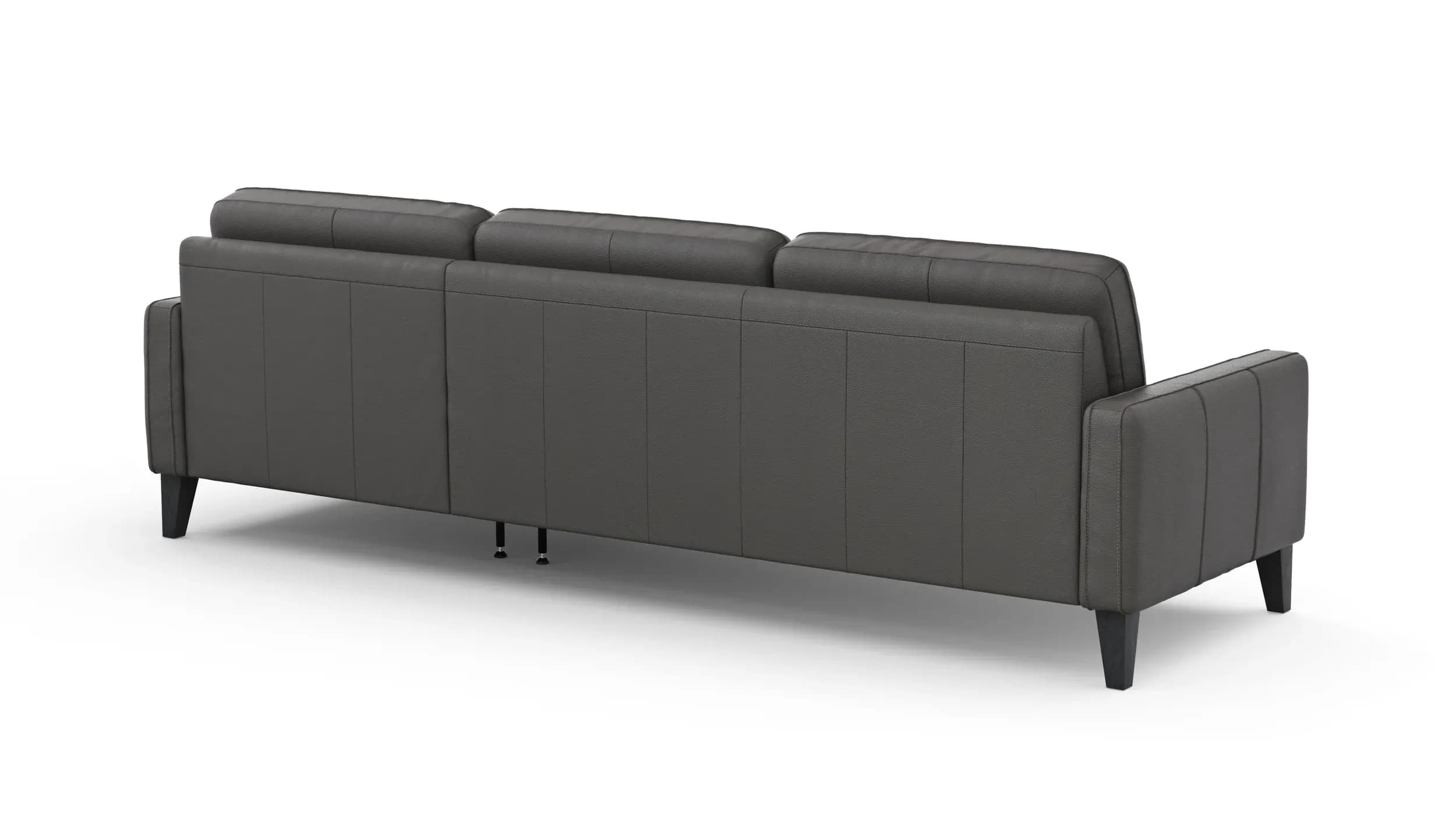 Ecksofa Matero - 2,5-Sitzer mit Longchair rechts, Leder, Anthrazit