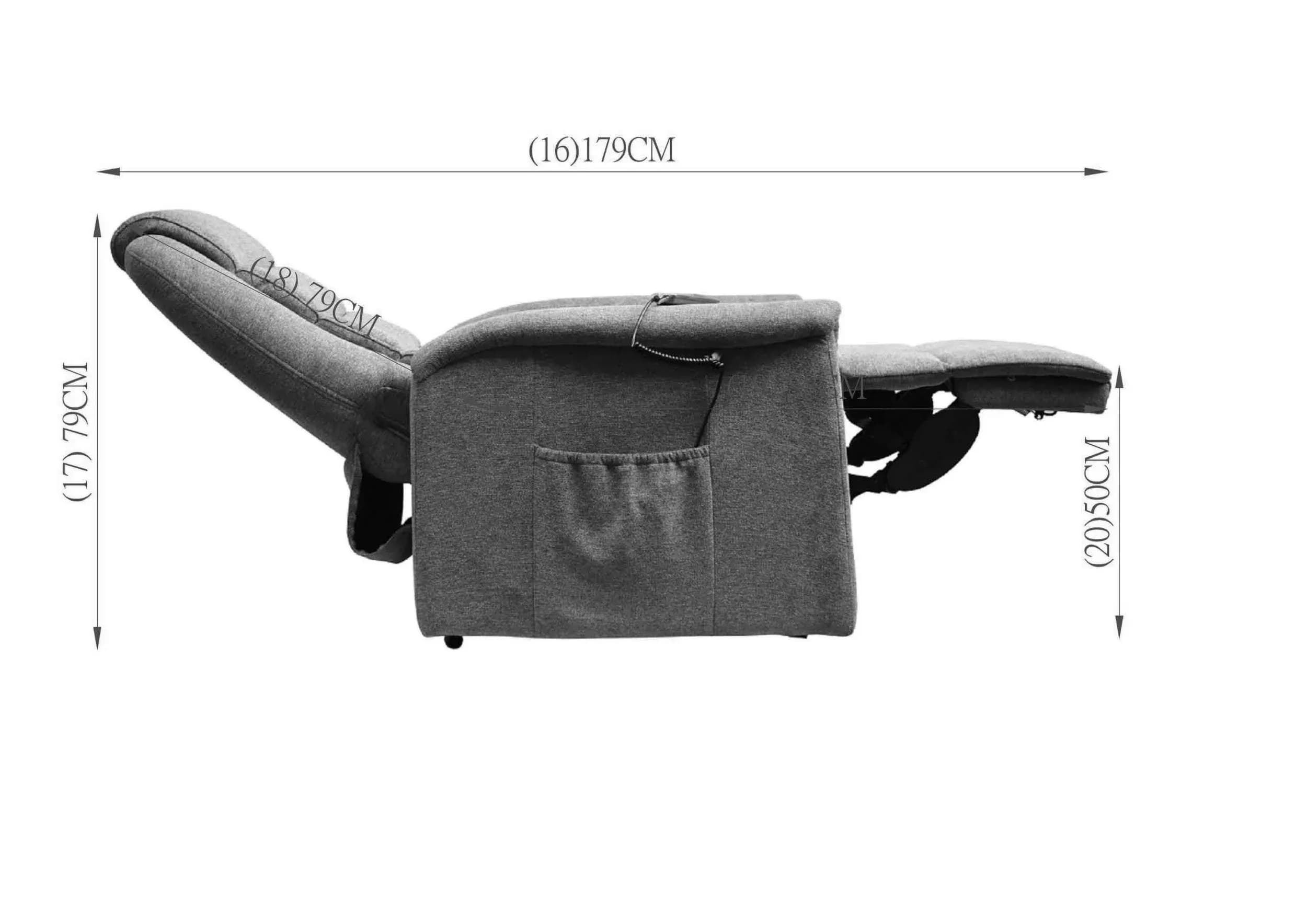 TV-Sessel MYRON - Aufstehhilfe, Relaxfunktion, Stoff, Grau