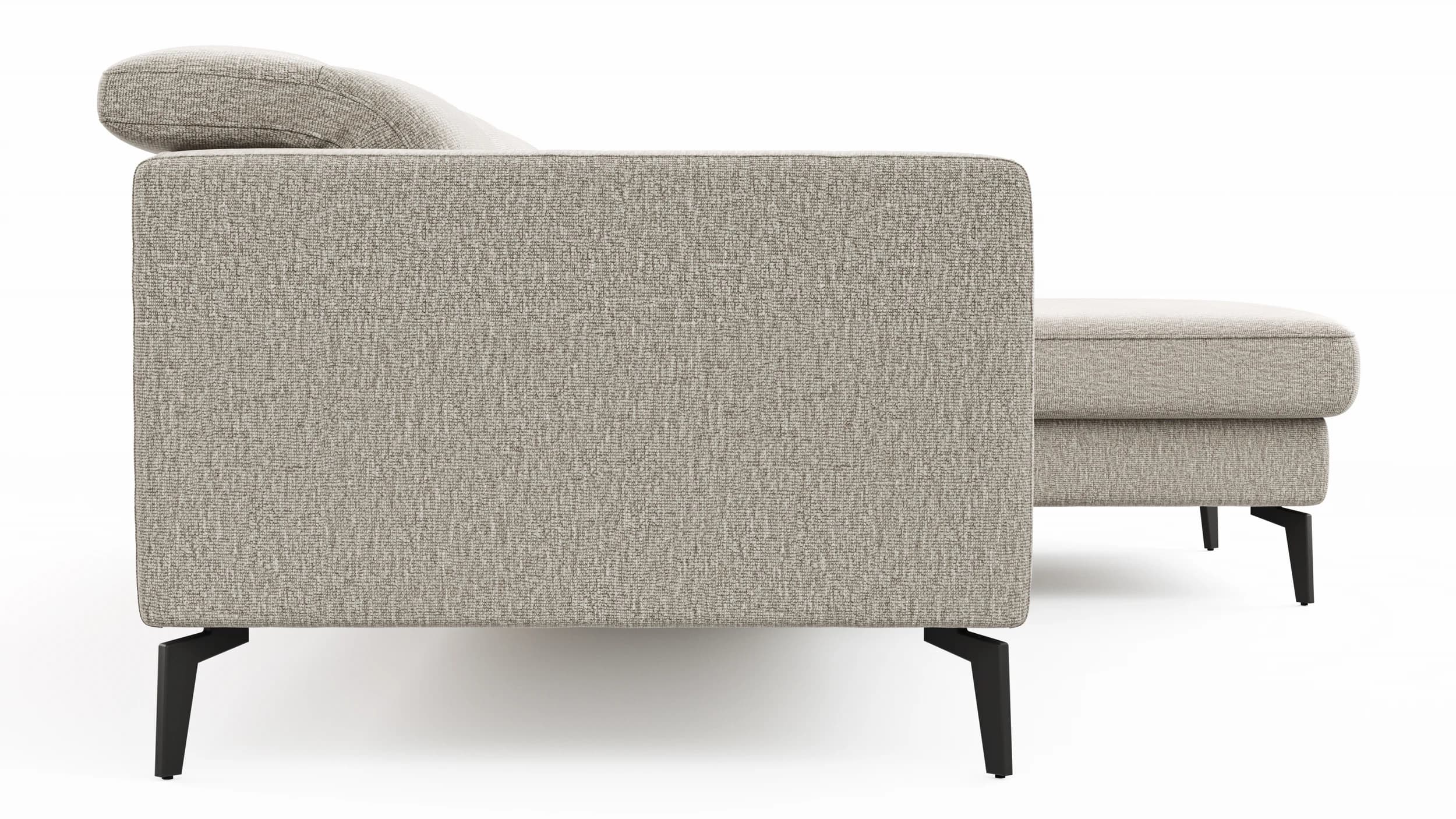 Ecksofa Rafaela 2.0 - 2,5-Sitzer mit Longchair rechts inkl. Kopfteilverstellung, Stoff, Champagner