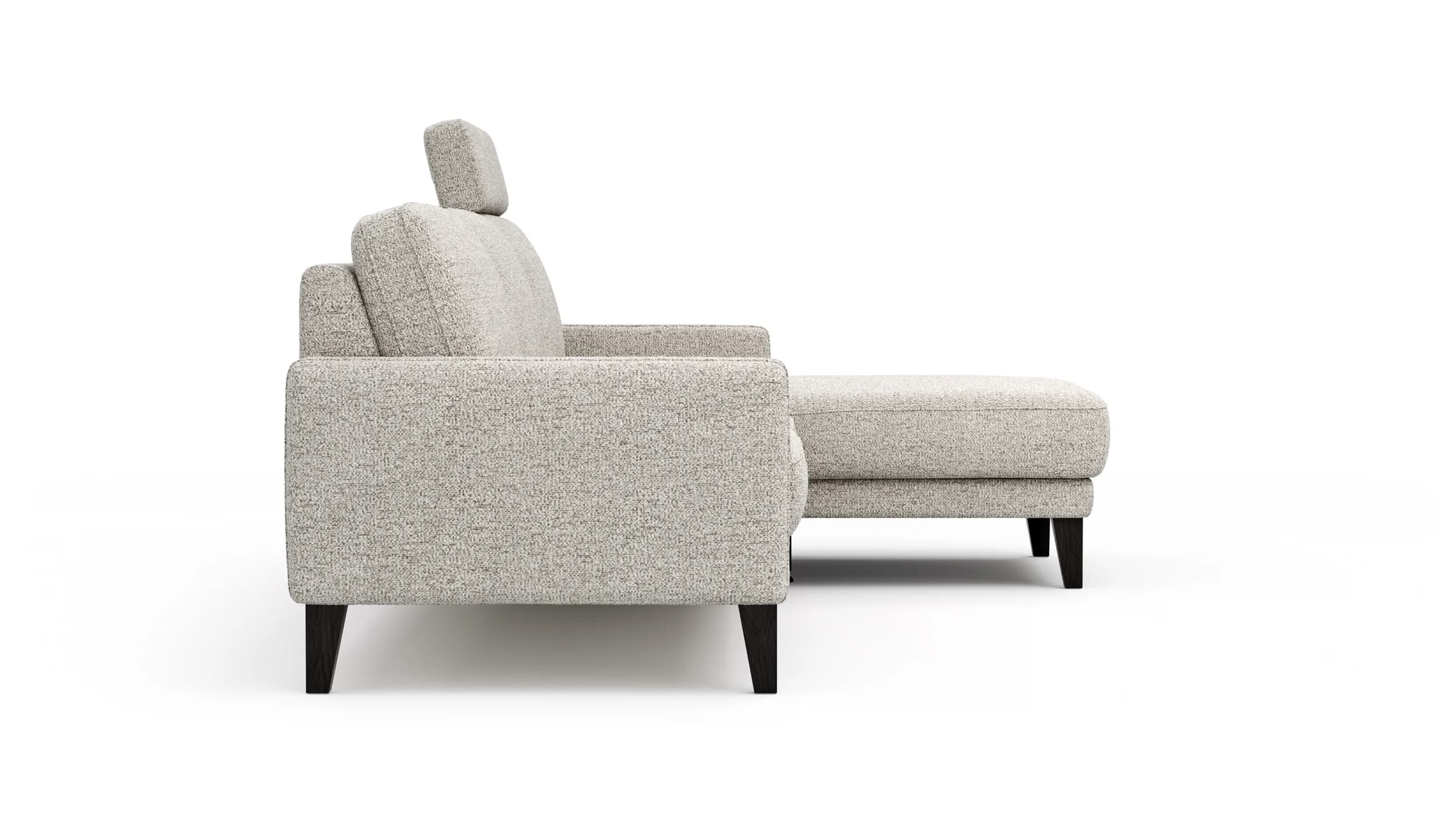 Ecksofa Matero - 2,5-Sitzer mit Longchair rechts inkl. Relaxfunktion motorisch, Stoff, Hellgrau