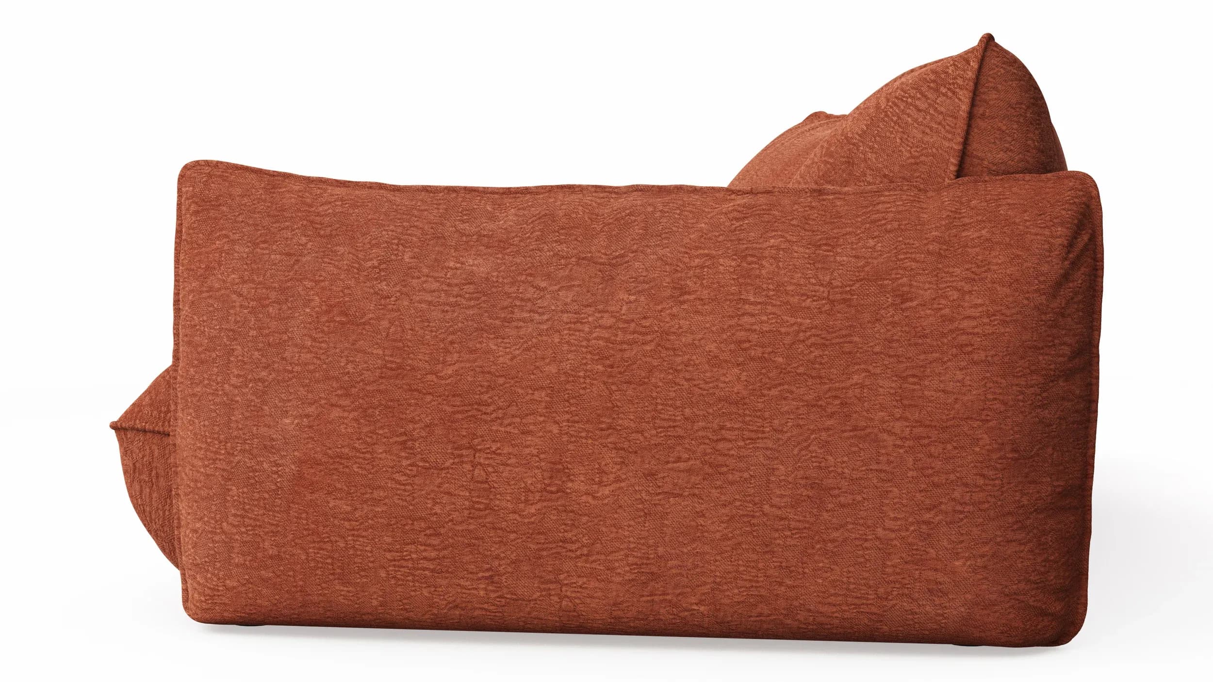 Trapezsofa Fluffy - 2-Sitzer mit Trapezelement und Abschlussteil inkl. Rückenlehne verstellbar, Stoff, Kupfer