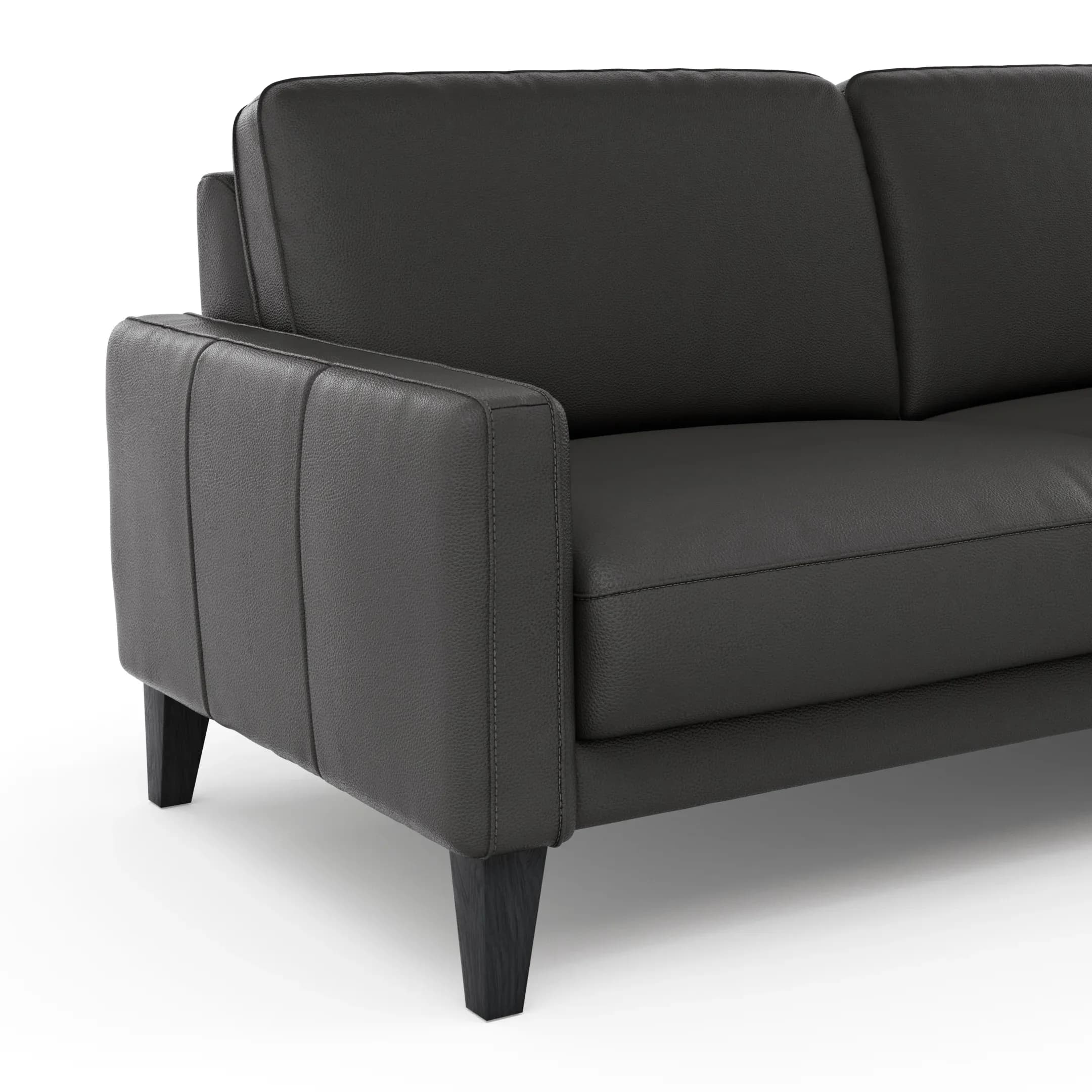 Ecksofa Matero - 2,5-Sitzer mit Longchair rechts, Leder, Anthrazit