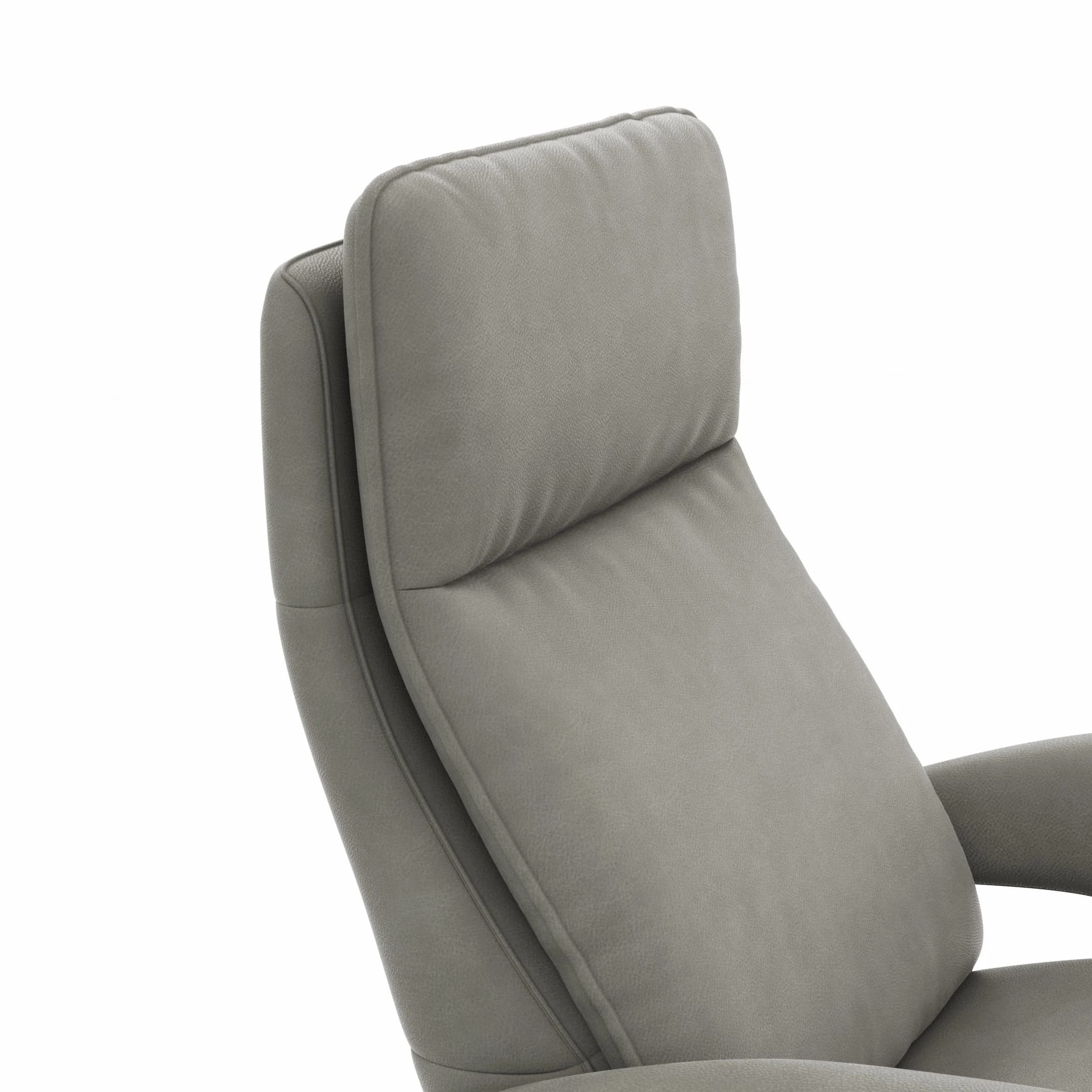 Sessel Tulsa Relax - Größe M, inkl. Kopf-/Fußteil/Rückenlehne verstellbar, Leder, Graubeige