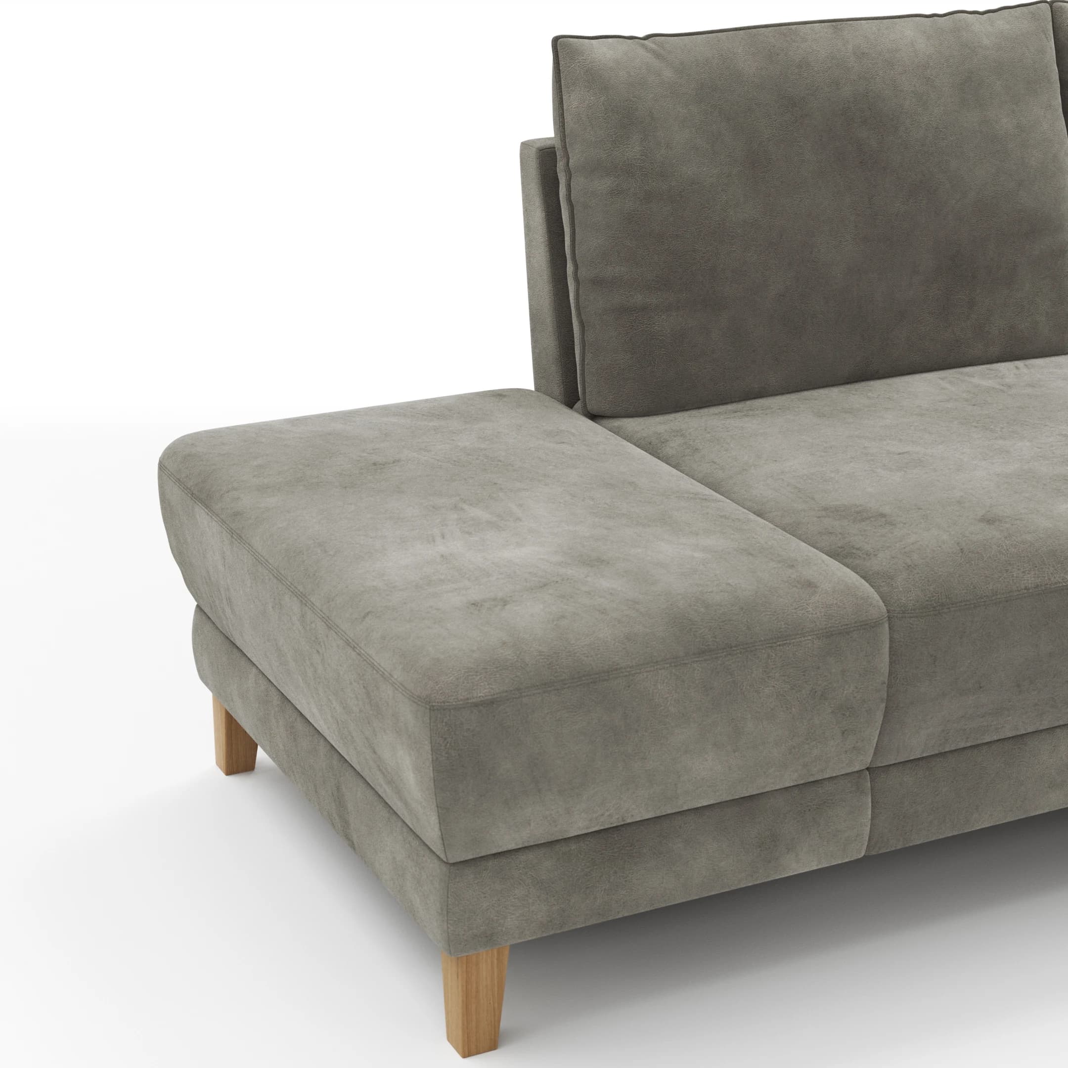 Sofa Stamford - inkl. Armlehne verstellbar und Kopfstütze, Ecksofa 2-sitzig und Abschlusshocker links mit 3,5-Sitzer, Bogen rechts, Stoff, Anthrazit