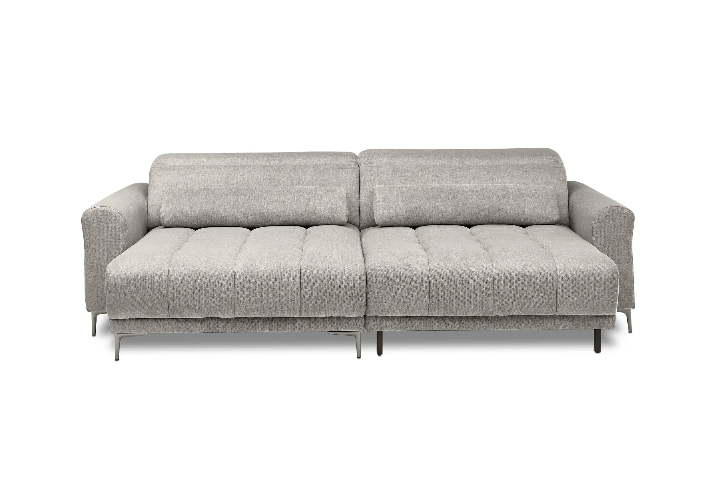 Ecksofa MINAO - 1,5-Sitzer mit Longchair rechts, Sitztiefe verstellbar motorisch, Kopfteil verstellbar, Stoff, Truffle