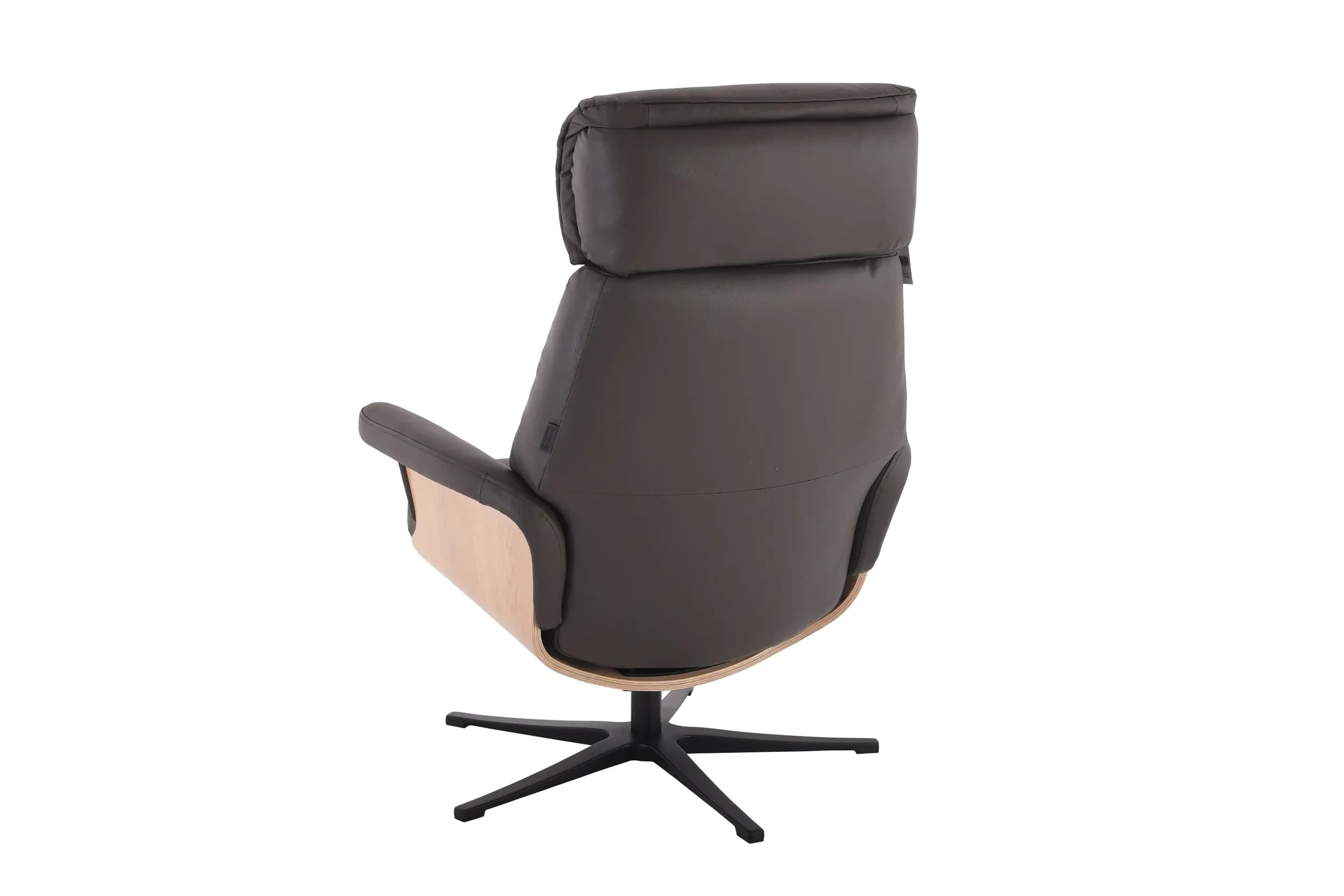 TV-Sessel MOANI mit Hocker - drehbar, Relaxfunktion, Kopfteilverstellung, Leder, Dunkelbraun