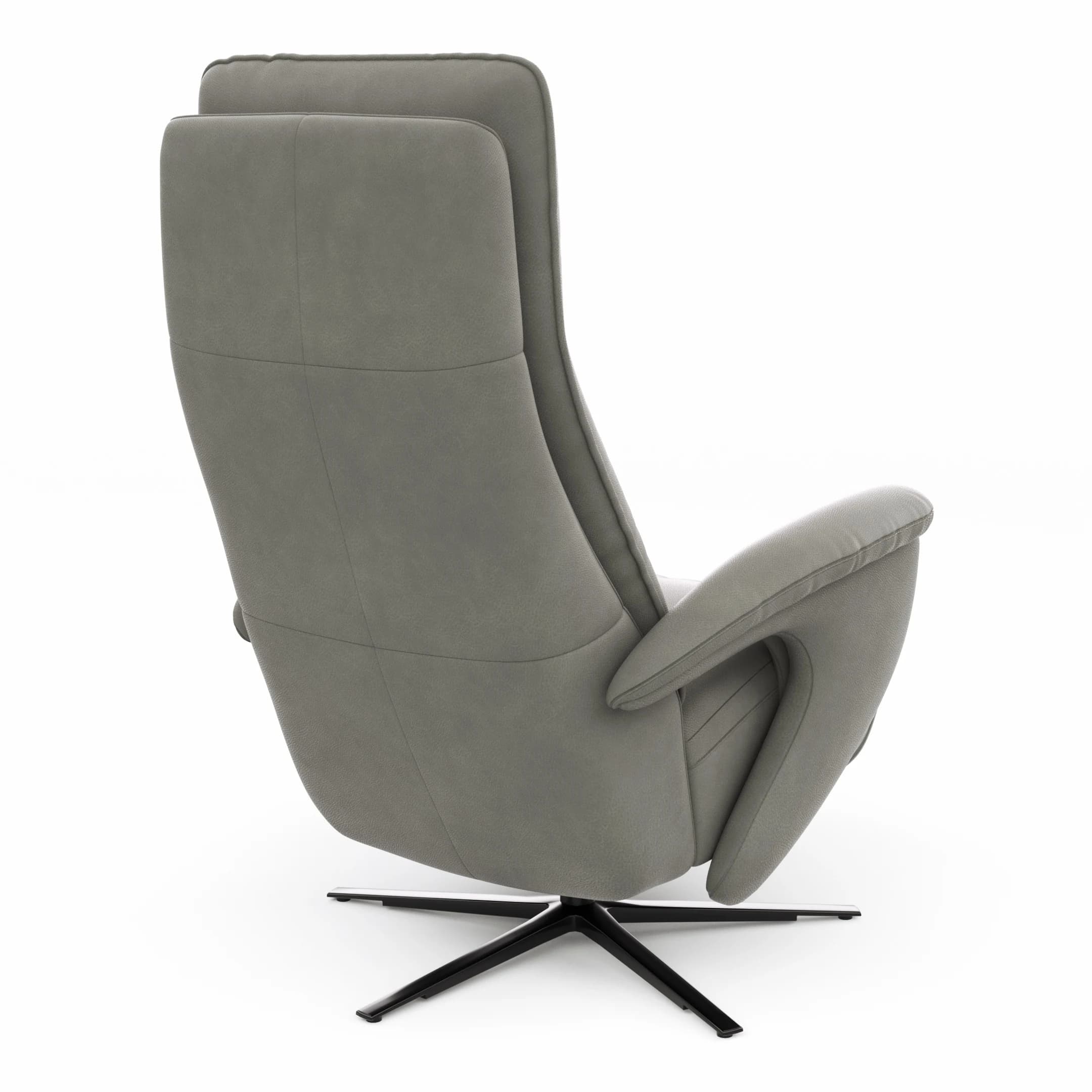 Sessel Tulsa Relax - Größe L, inkl. Maxirücken und Kopf-/Fußteil/Rückenlehne verstellbar, Leder, Graubeige