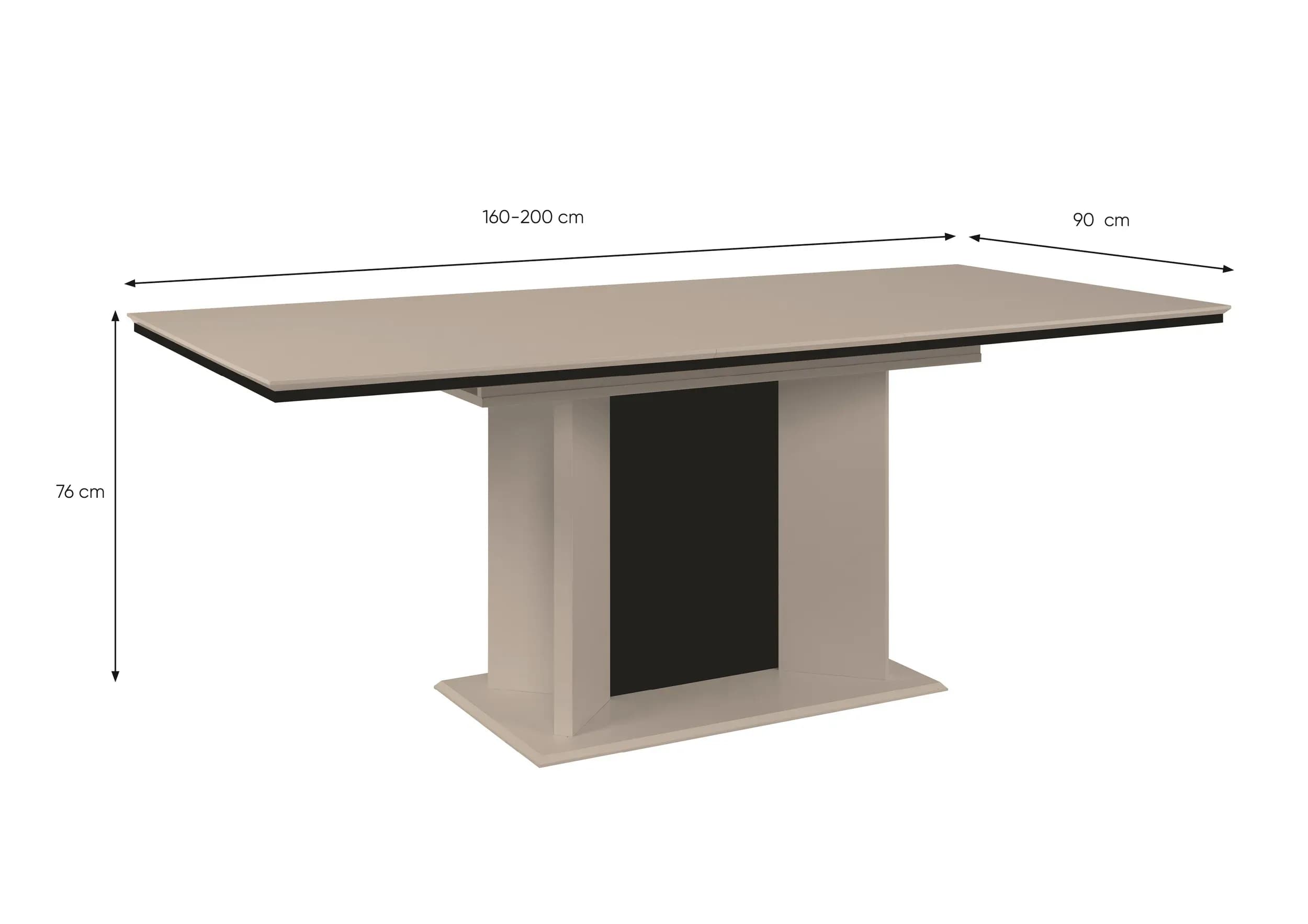 Esstisch - LB ca. 160x90 cm, Sand, Schwarz