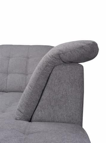 Ecksofa - Ecke links, 2-Sitzer inkl. Schlaffunktion und Bettkasten, verstellbare Kopfstützen, Stoff, Grau