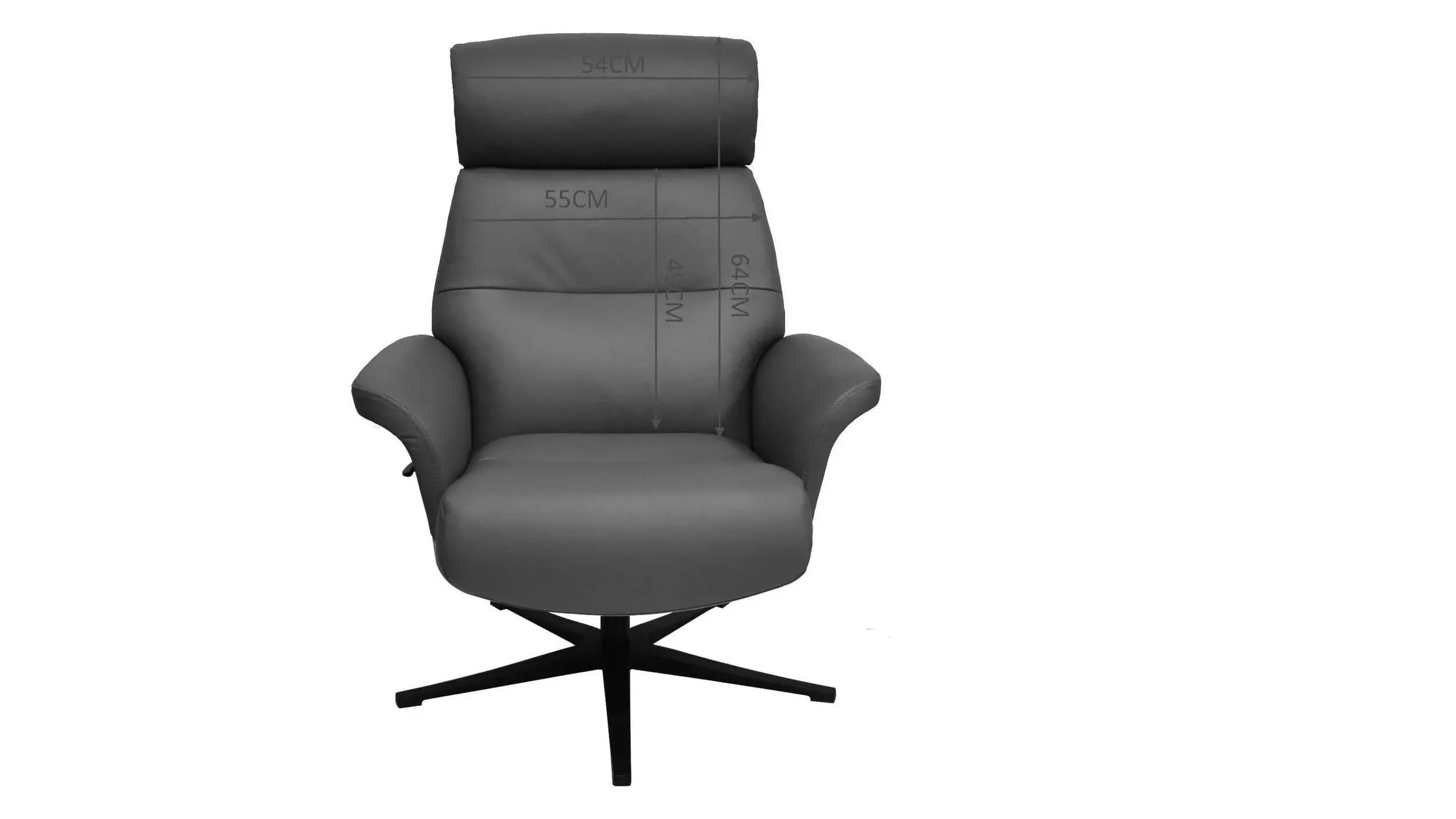 TV-Sessel MOANI mit Hocker - drehbar, Relaxfunktion, Kopfteilverstellung, Leder, Dunkelbraun