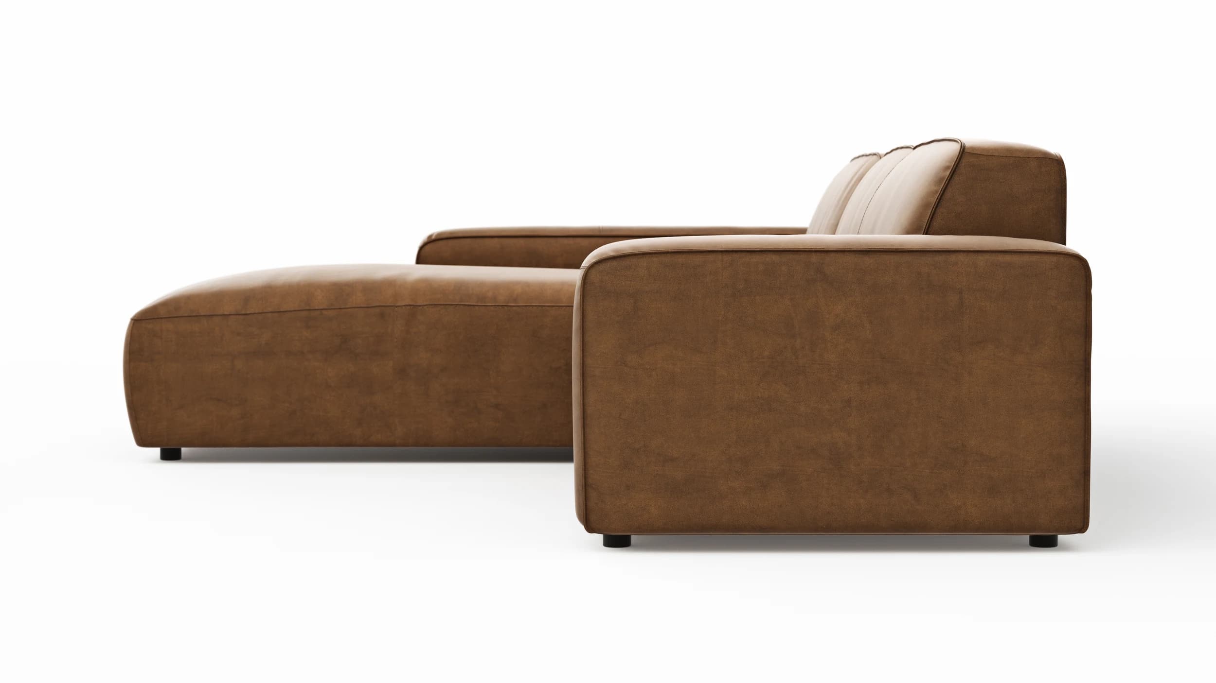 Ecksofa Denver - Longchair links mit 2,5-Sitzer, Stoff, Braun