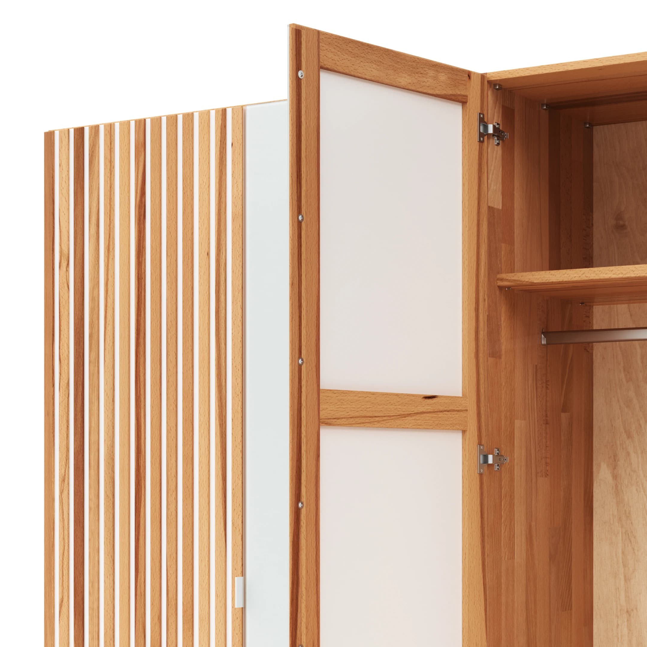 Drehtürenschrank Tigris - B. ca. 240 cm, Kernbuche massiv, geölt