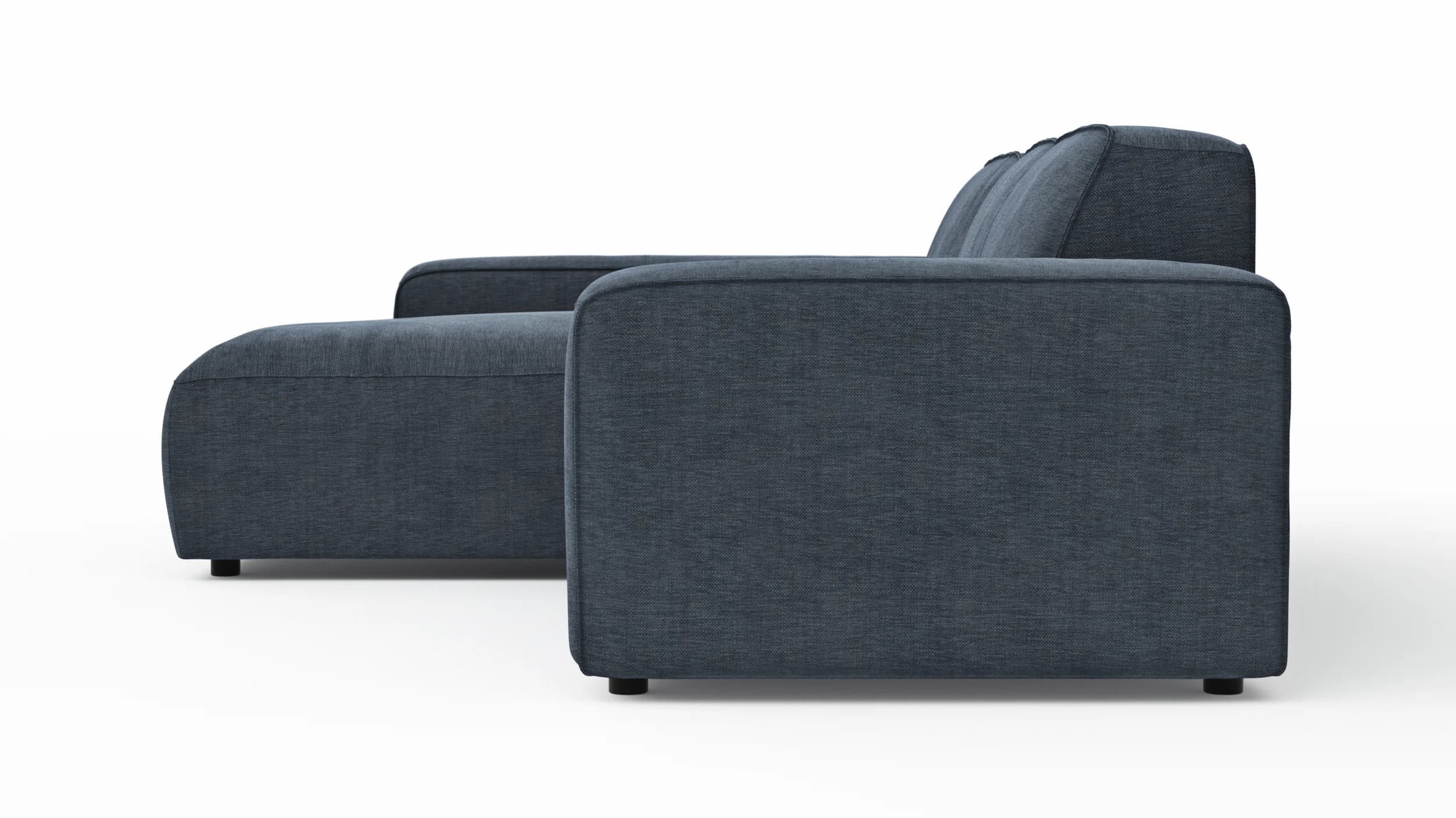 Ecksofa Denver - Longchair links mit 2-Sitzer, Stoff, Blau