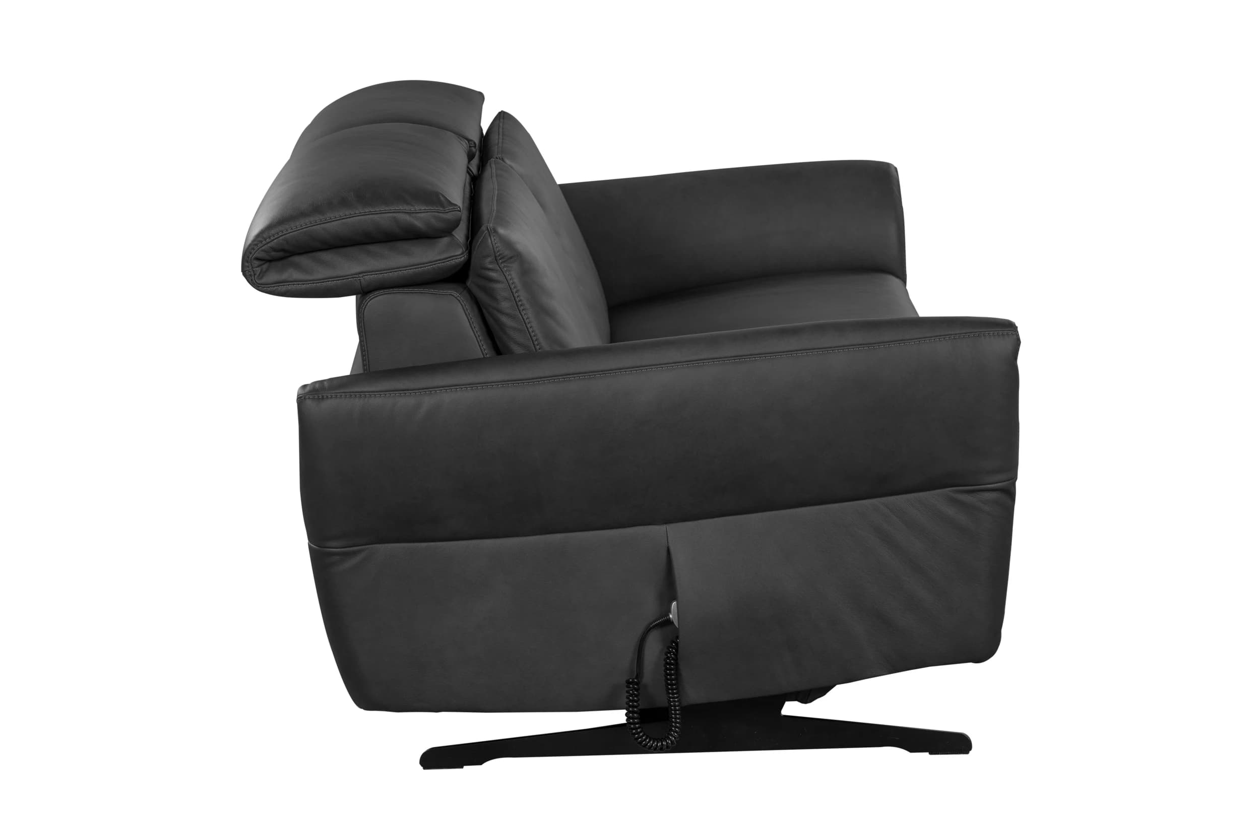 Sofa - 2-Sitzer, Relaxfunktion/Kopfteil verstellbar motorisch, Leder, Anthrazit