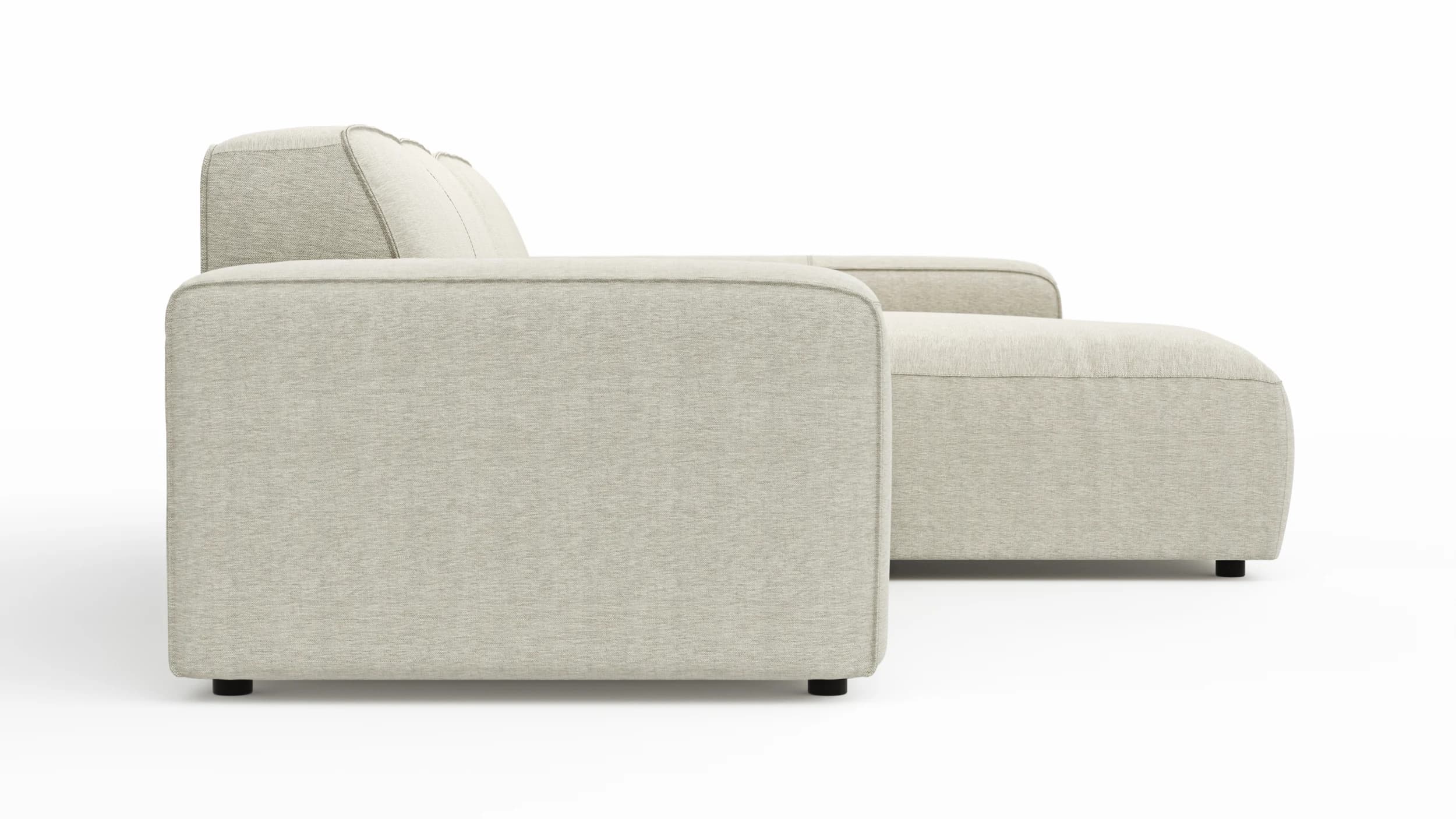 Ecksofa Denver - 2-Sitzer mit Longchair rechts, Stoff, Natur