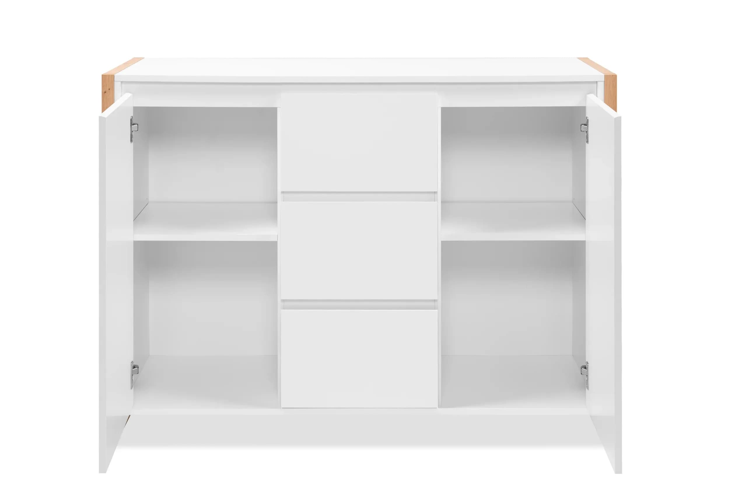 Kommode - B ca. 120 cm, Weiß, Artisan Eiche Nachbildung