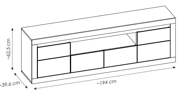 TV-Lowboard - mit Beleuchtung, B ca. 194 cm, Kaschmir, Stone Eiche Nachbildung