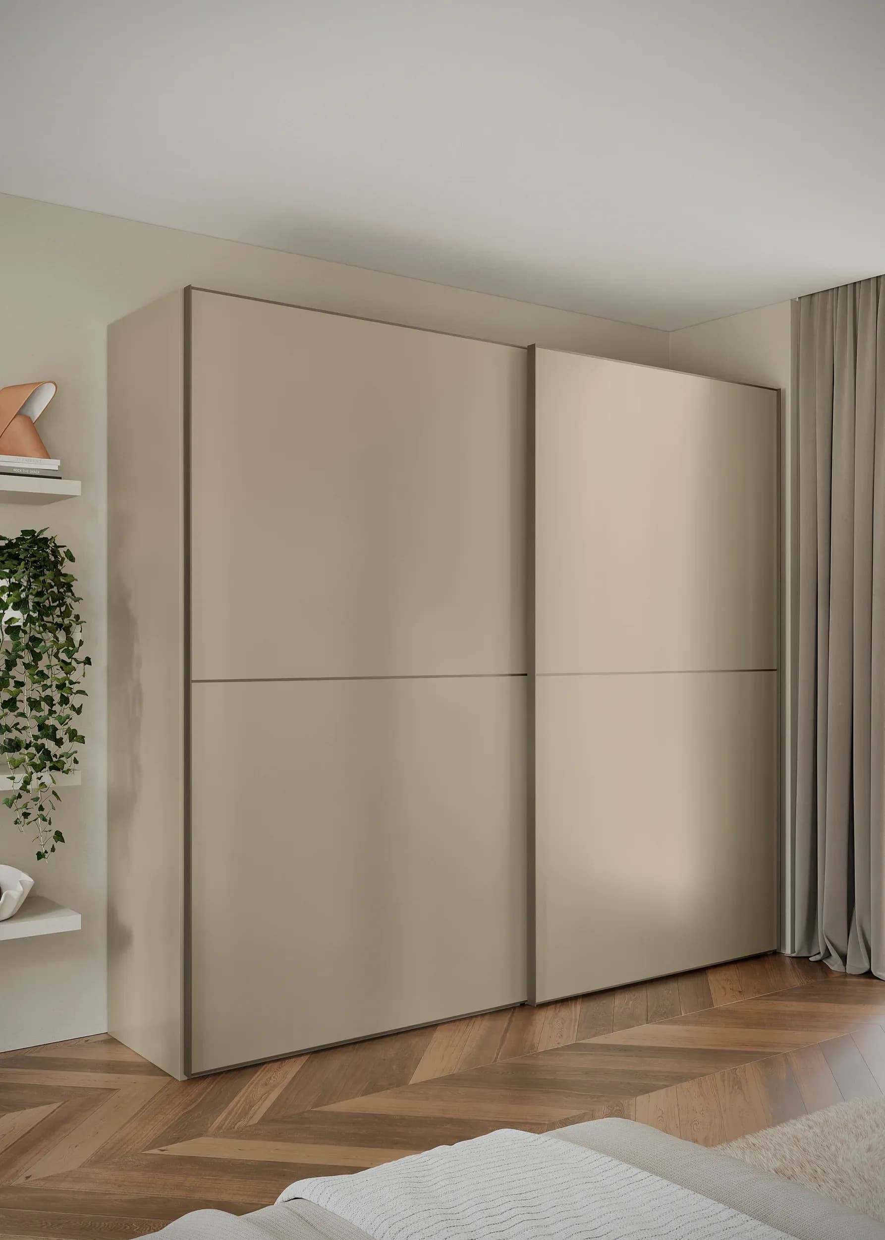 Schwebetürenschrank Solina Dover - B ca. 273 cm, Lack, Cappuccino