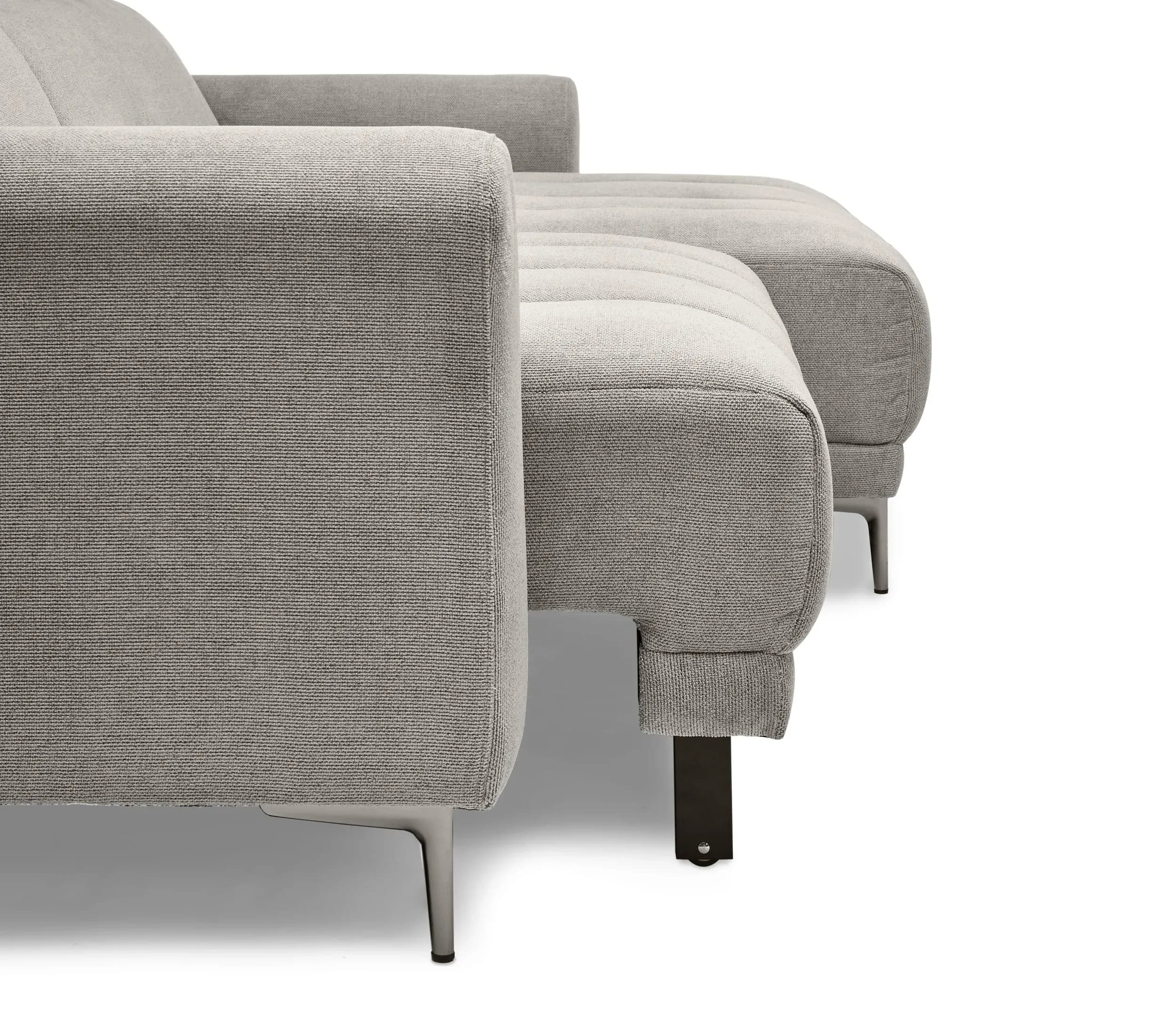 Ecksofa MINAO - 1,5-Sitzer mit Longchair rechts, Sitztiefe verstellbar motorisch, Kopfteil verstellbar, Stoff, Truffle