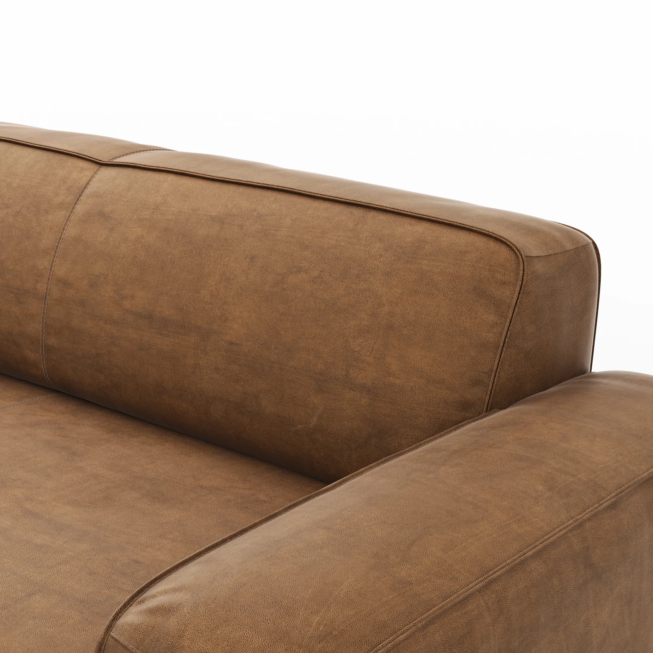 Ecksofa Denver - Longchair links mit 2,5-Sitzer, Stoff, Braun