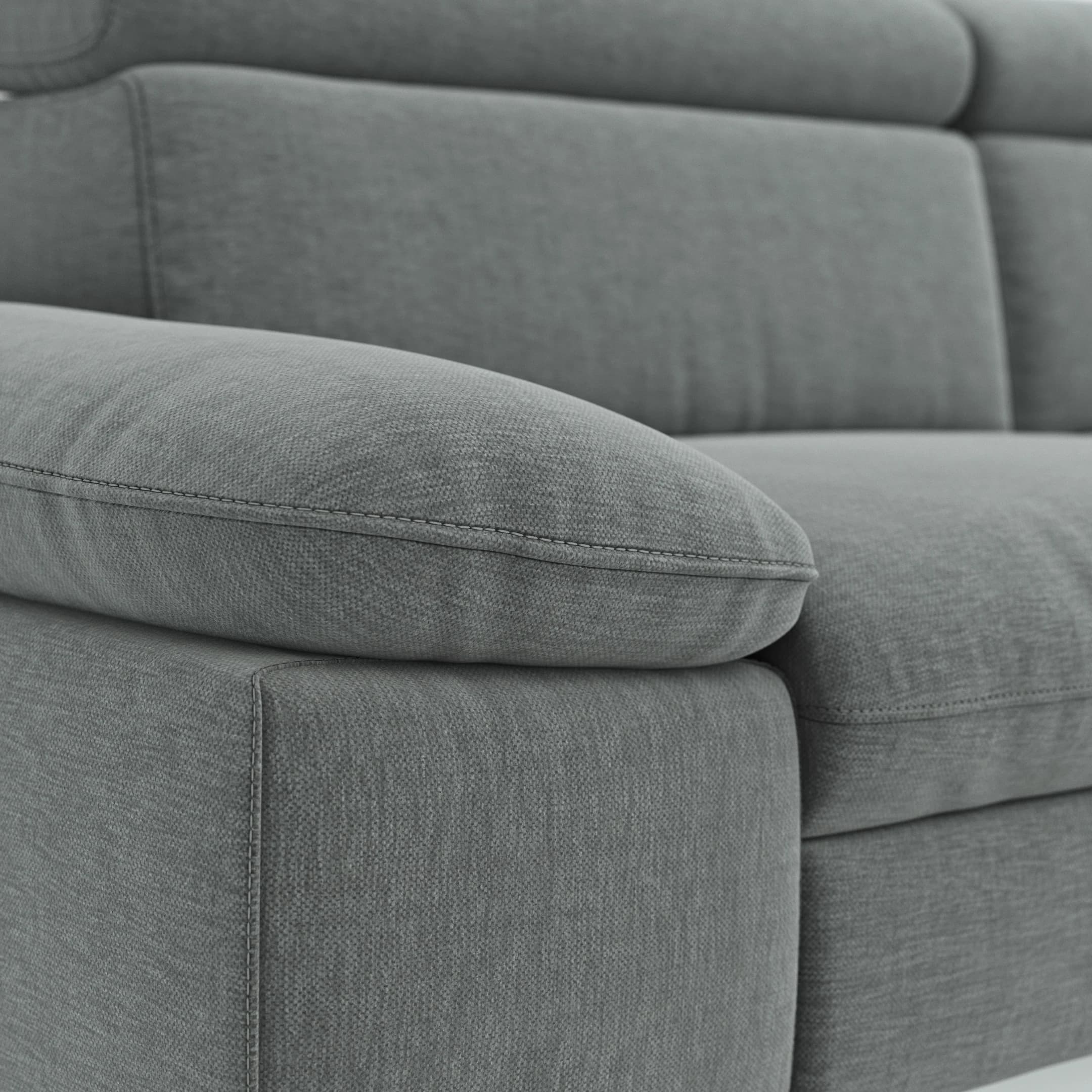 Sofa Felipa - 3-Sitzer inkl. Kopfteil verstellbar, Stoff, Grau