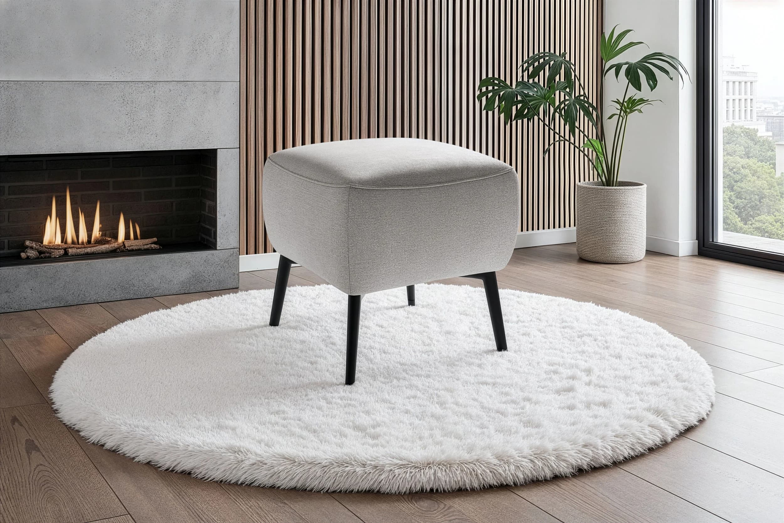 Hocker - Stoff, Silbergrau