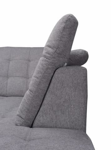 Ecksofa - Ecke links, 2-Sitzer inkl. Schlaffunktion und Bettkasten, verstellbare Kopfstützen, Stoff, Grau