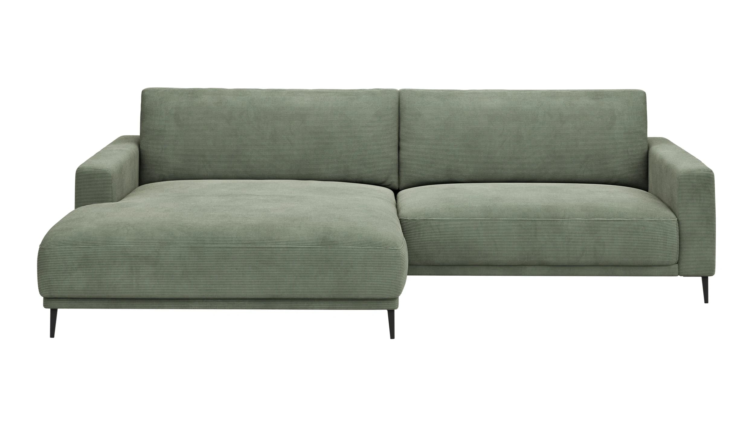Ecksofa Solero 2.0 - Longchair groß mit 1,5-Sitzer rechts, Stoff, Olivgrün