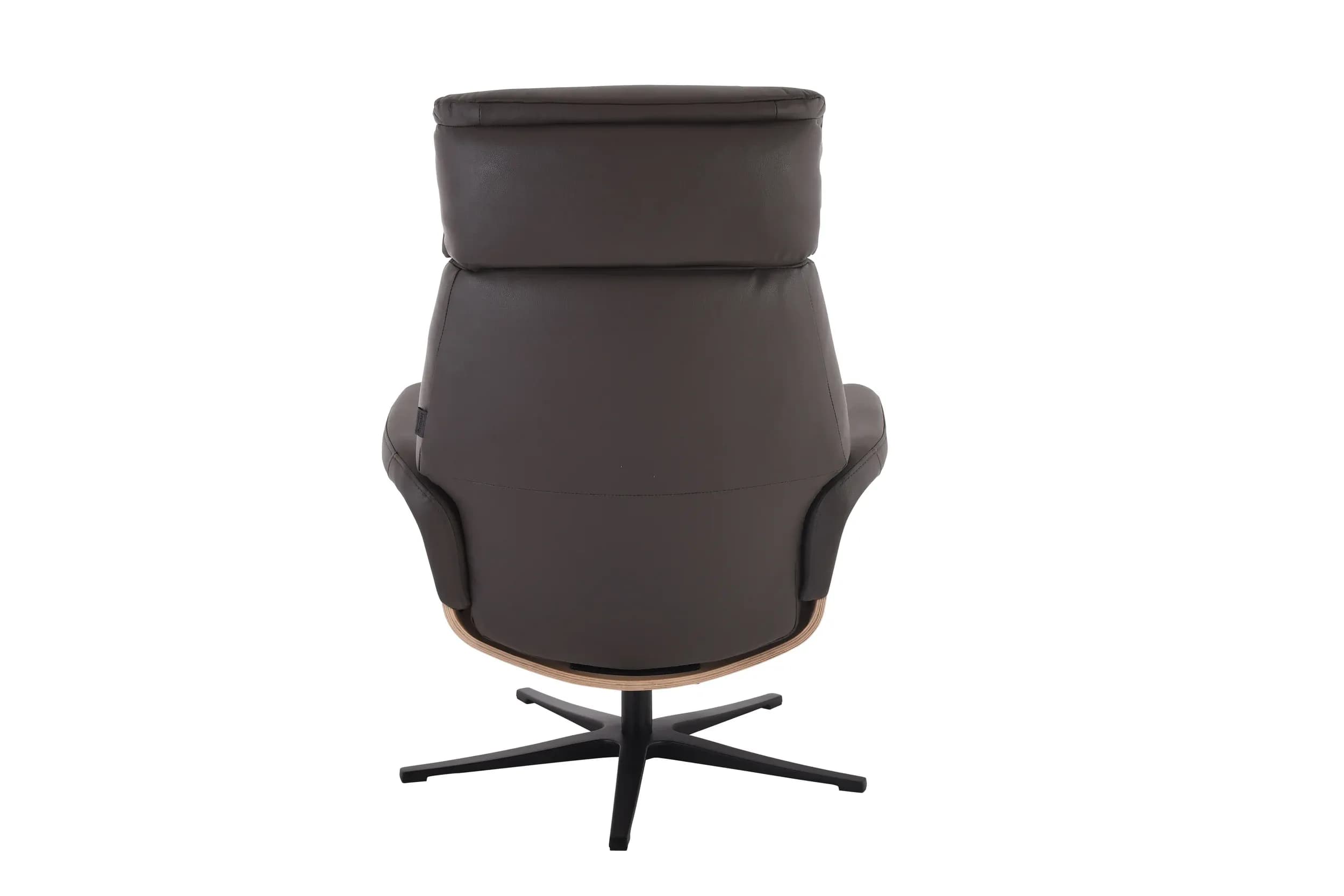 TV-Sessel MOANI mit Hocker - drehbar, Relaxfunktion, Kopfteilverstellung, Leder, Dunkelbraun