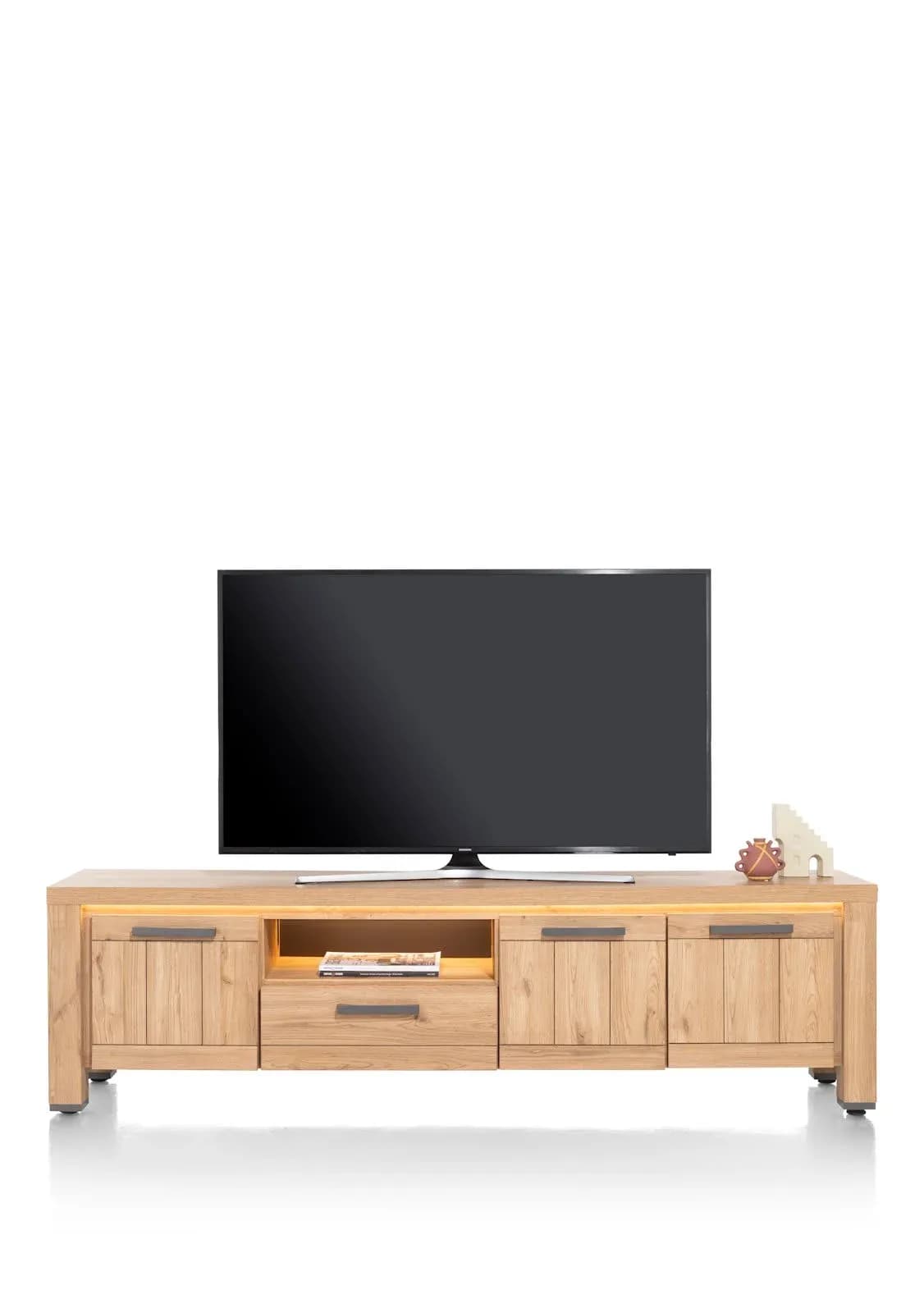 Delmonte, Lowboard 200 cm - 3-Türen + 1-Lade + 1-Nische (dimmbare LED-Beleuchtung)