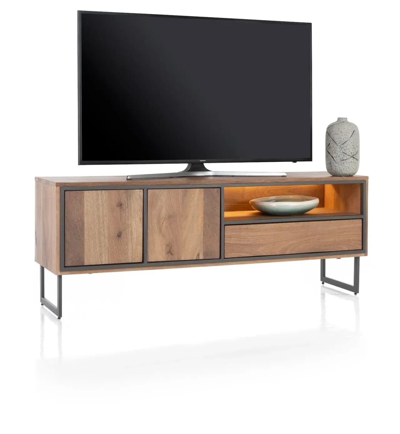 Trapani, Lowboard 160 cm - 2-Türen + 1-Lade + 1-Nische (+ LED)