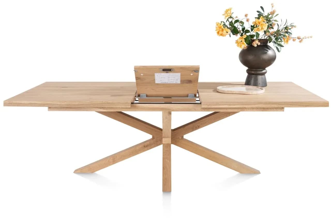 Nyborg, Auszugtisch 190 (+ 50) x 100 cm - rechteckige Tischplatte - Mittelfuß Holz