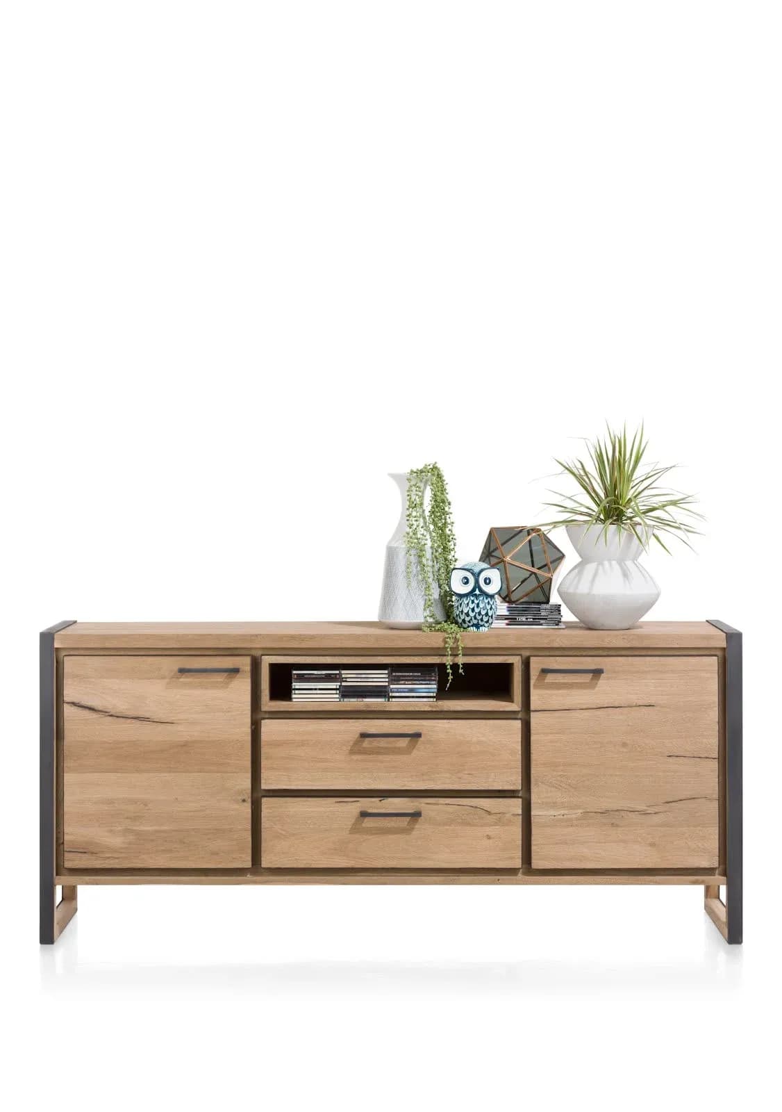 Metalo, Sideboard 180 cm - 2-Türen + 2-Laden + 1-Nische (+ LED)