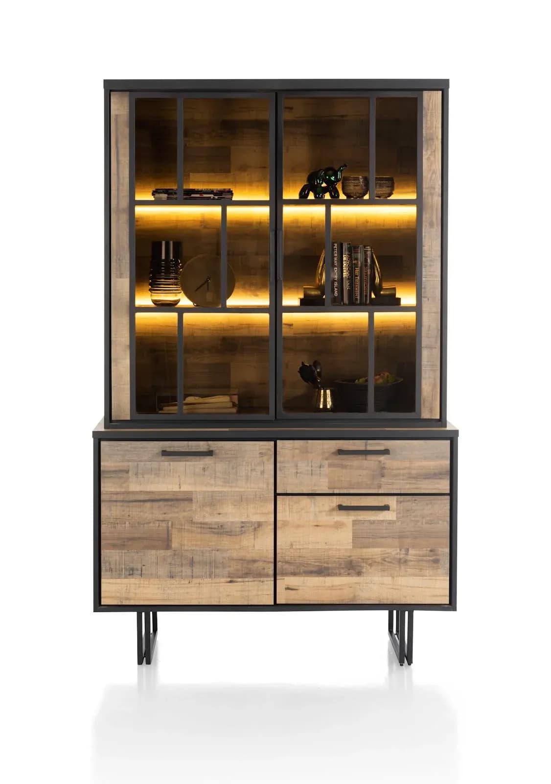 Avalon, Buffet 127 cm - 2-Türen + 1-Lade + 2-Glastüren (+ LED)