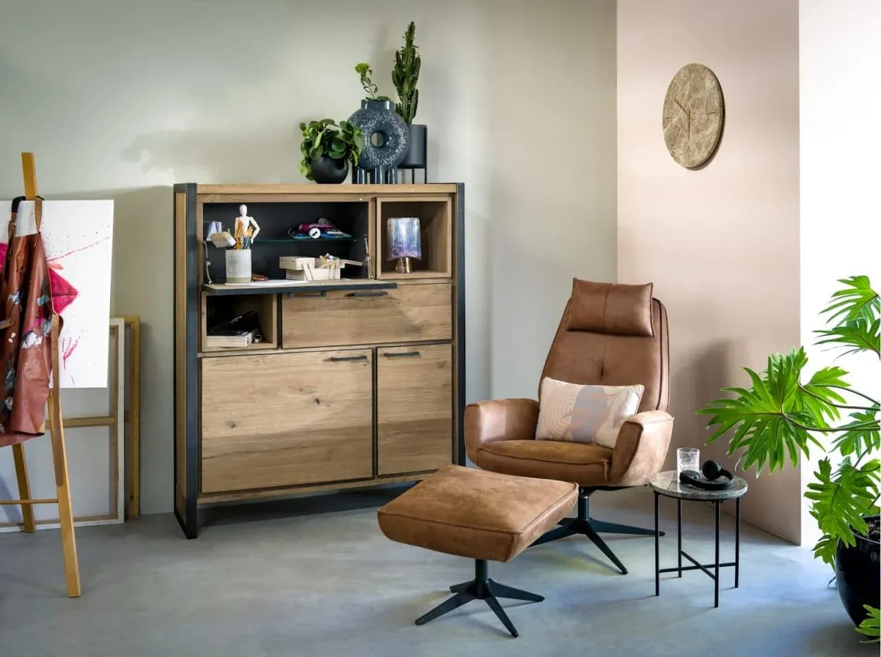 Metalo, Highboard 2-Türen + 1-Lade + 1-Klappe + 2-Nischen (+ LED)