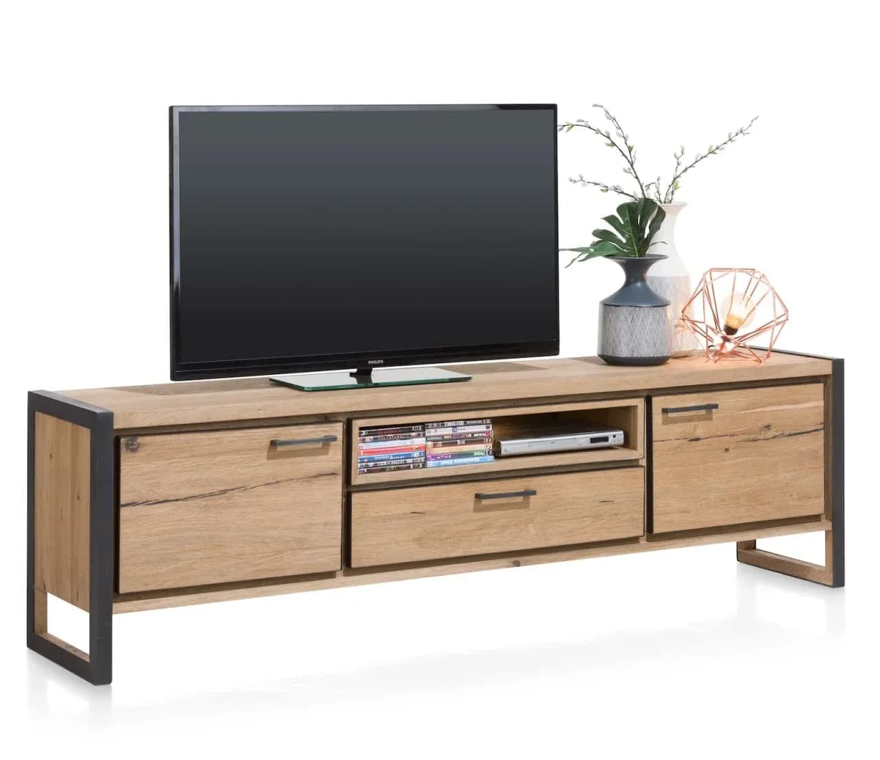Metalo, Lowboard 210 cm - 2-Türen + 1-Lade + 1-Nische (+ LED)