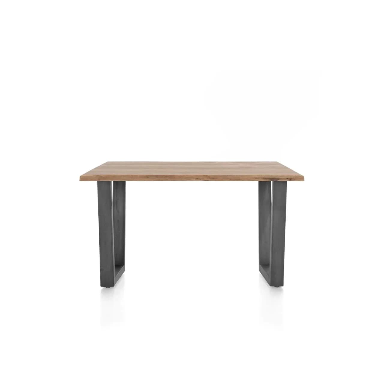 Nyborg, Tresentisch 150 x 100 cm - Tischplatte mit natürliche Baumkante - V-Fuß Metall (Höhe: 92 cm)