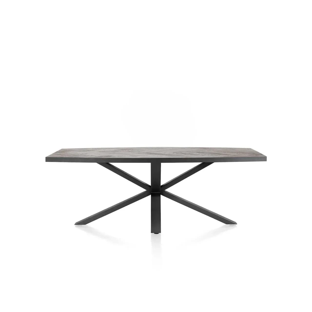 Metaluxe, Tisch oval 210 x 110 cm -  Furnier Fischgrätemuster