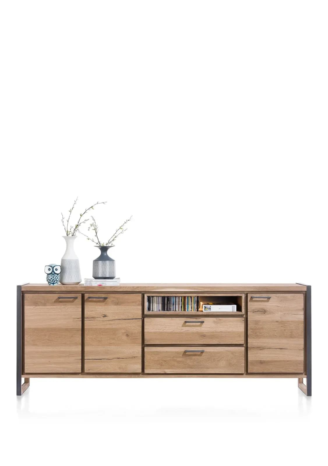 Metalo, Sideboard 240 cm - 3-Türen + 2-Laden + 1-Nische (+ LED)