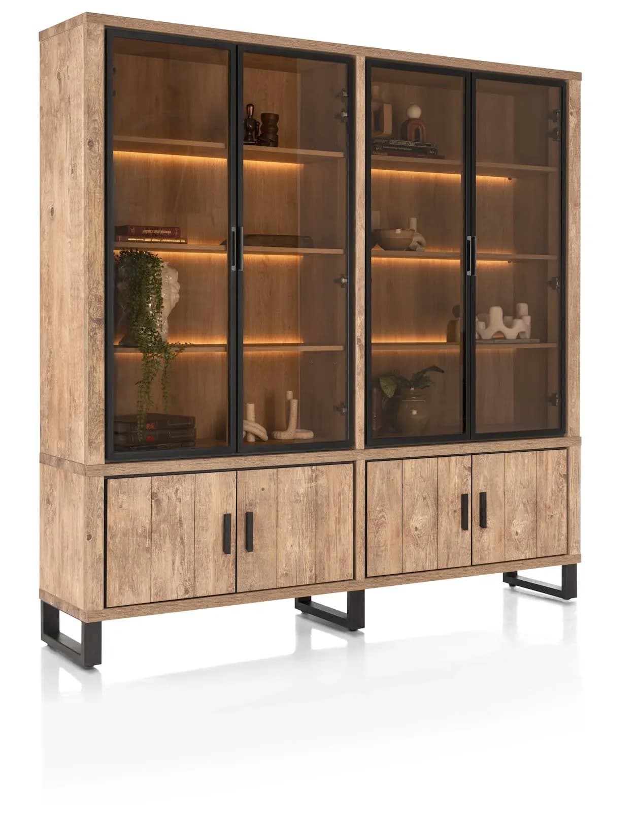 Pavarotti, Buffet 210 cm - 4-Türen + 4-Glastüren (+ LED)
