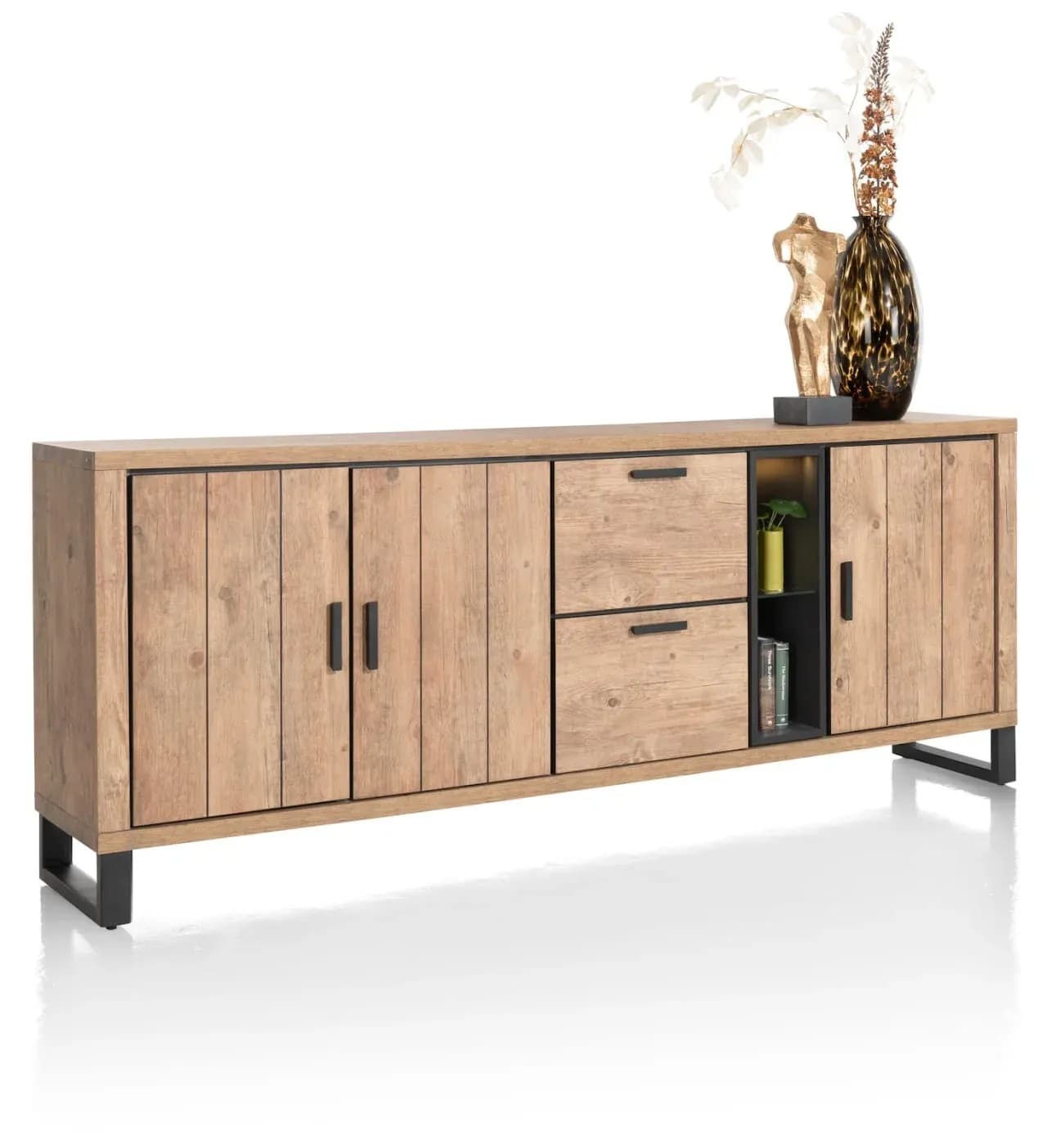 Pavarotti, Sideboard 230 cm - 3-Türen + 2-Laden + 2-Nischen (+ LED)