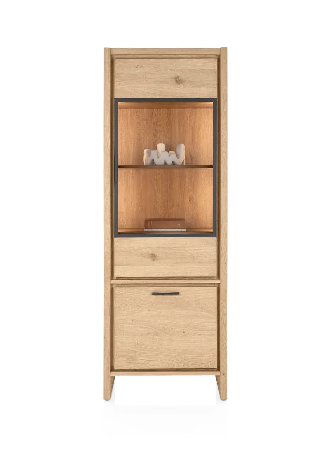 Nystead, Vitrine 70 cm - 1-Glastür + 1-Tür (+ LED)