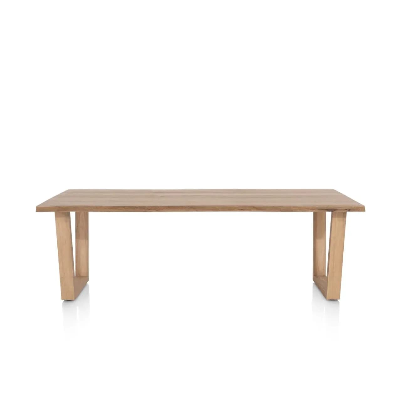 Nyborg, Tisch 230 x 100 cm - Tischplatte mit natürliche Baumkante - V-Fuß Holz