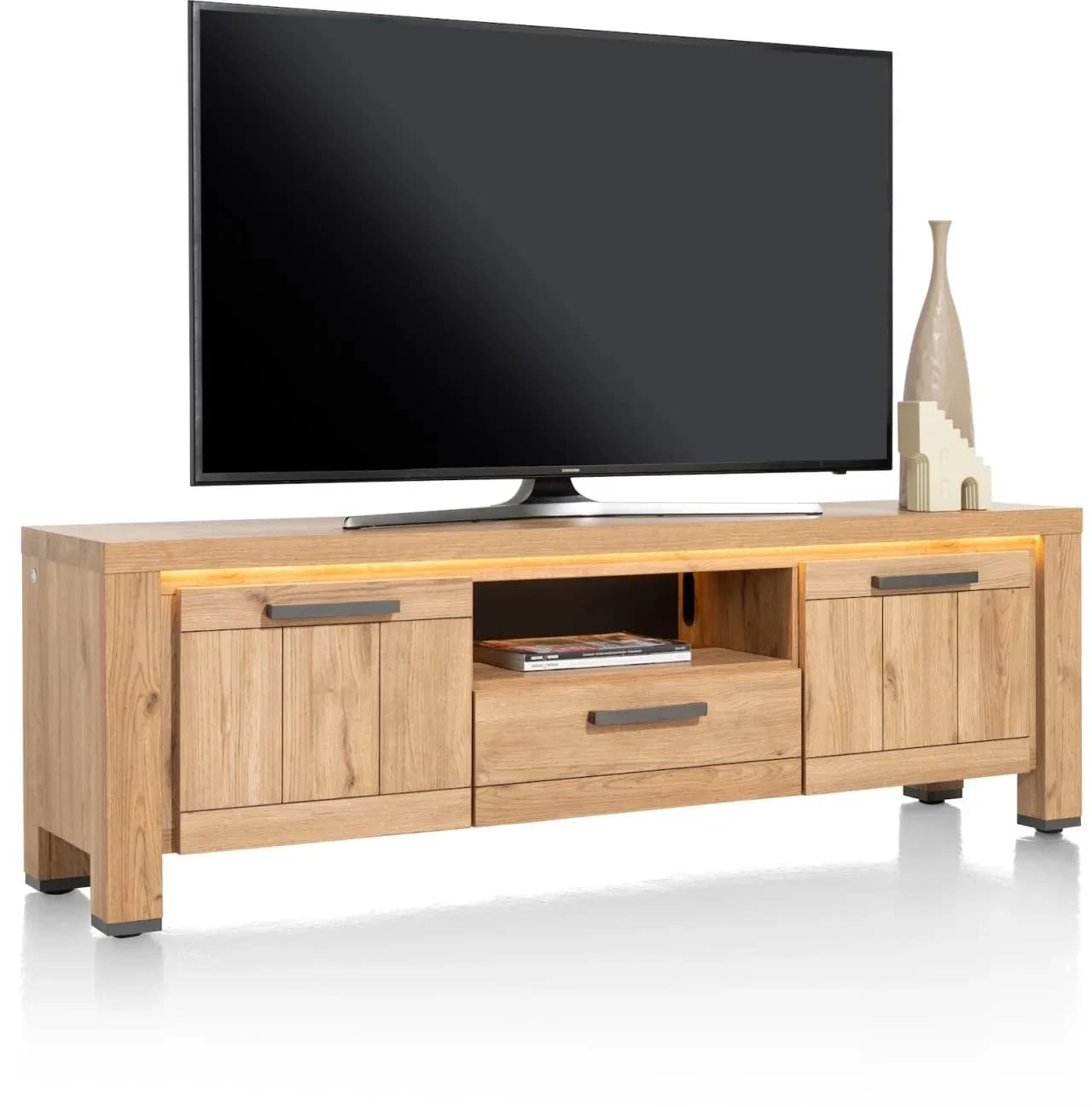 Delmonte, Lowboard 170 cm - 2-Türen + 1-Lade + 1-Nische (dimmbare LED-Beleuchtung)