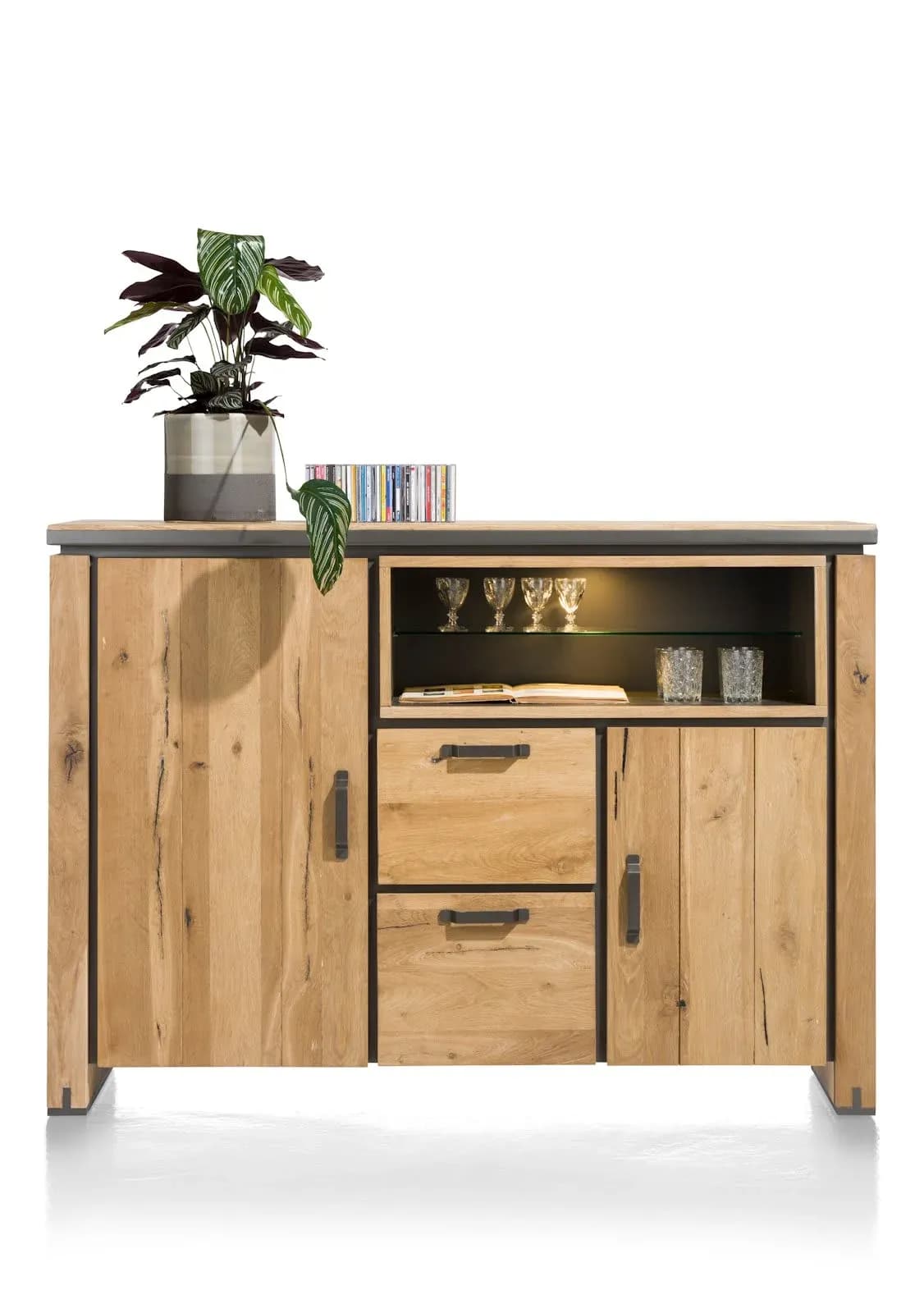 Farmland, Highboard 170 cm - 2-Türen + 2-Laden + 2-Nischen (+ LED)