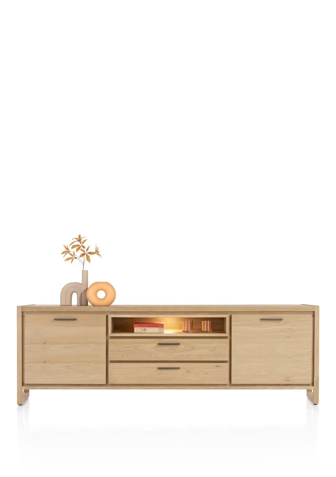 Nystead, Sideboard 210 cm. - 2-Türen + 2-Laden + 1-Nische (+ LED)